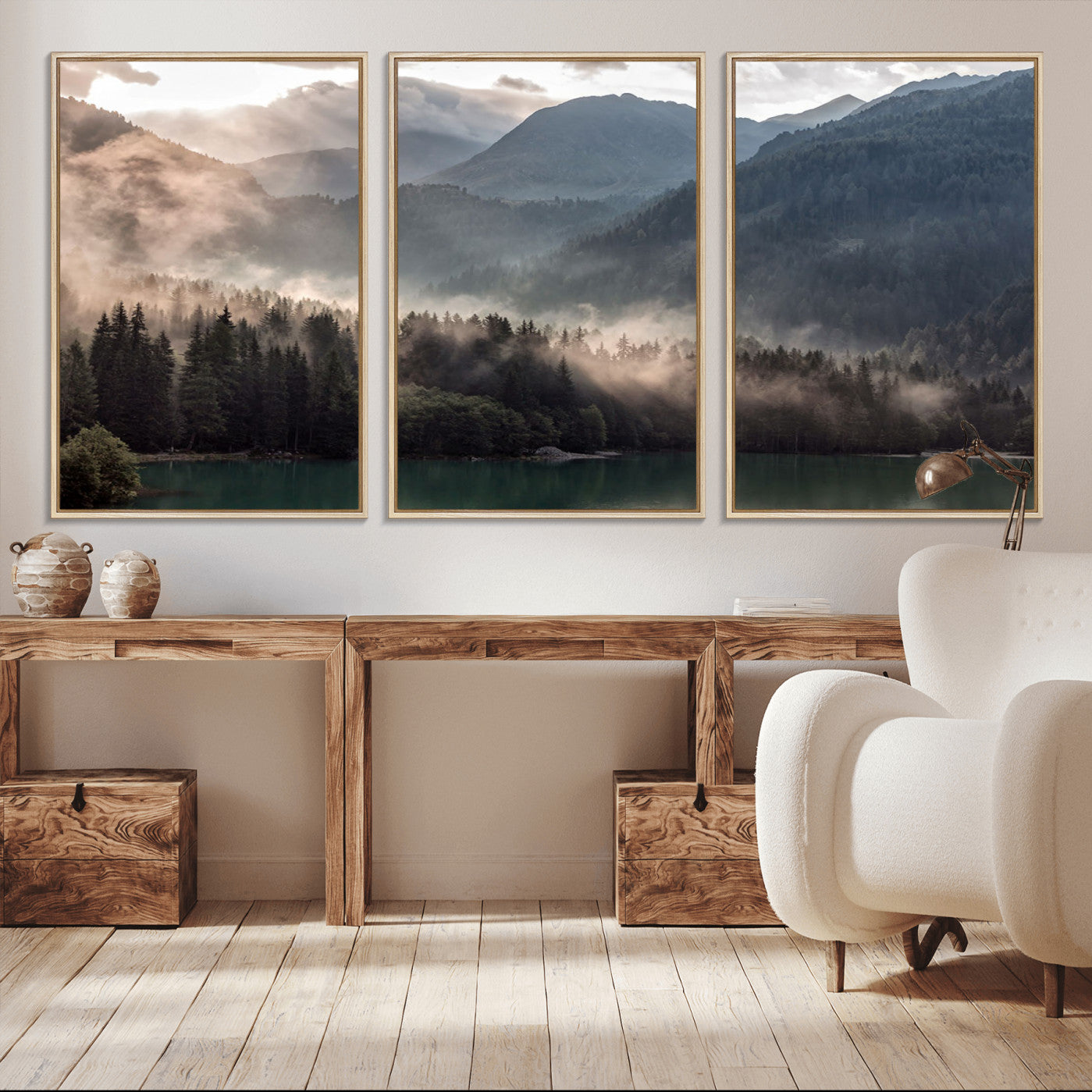 -Foggy Mountain Canvas Print Forest Wall Art