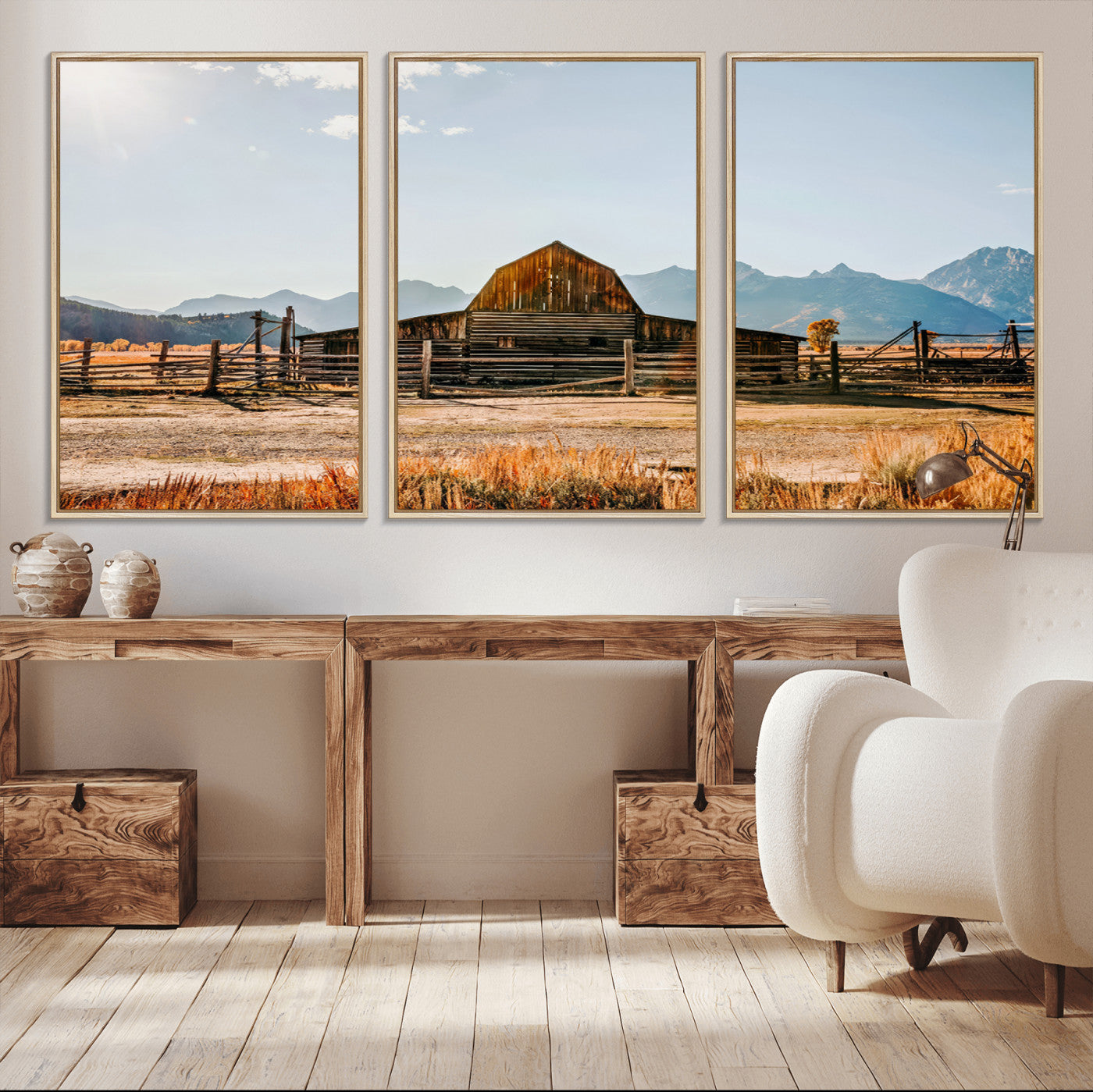 26513-MGV-CV-36X24-Vintage Old Barn Field Wall Art Canvas Print for Farmhouse Decor - Rustic Barn Wall Art Canvas Print