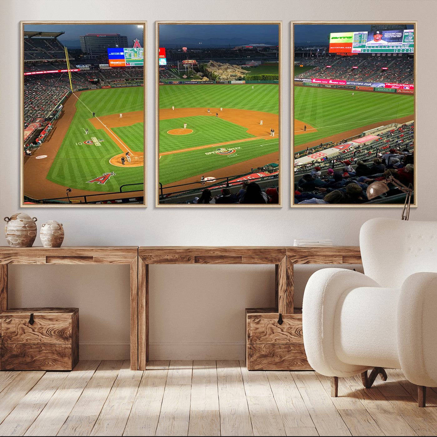 93707-MGV-CV-36X24-Angel Stadium Aerial Canvas Print – Los Angeles Angels Baseball Canvas Print, Framed, Ready to Hang