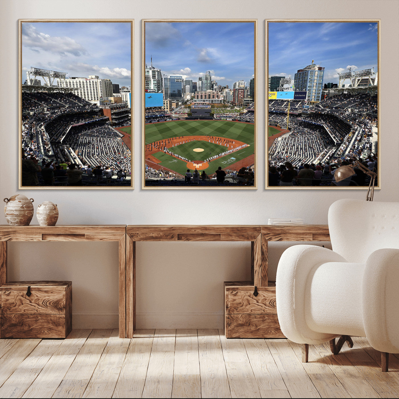 87122-MGV-CV-36X24-San Diego Padres Baseball Team Print - Petco Park Stadium Wall Art Canvas Print