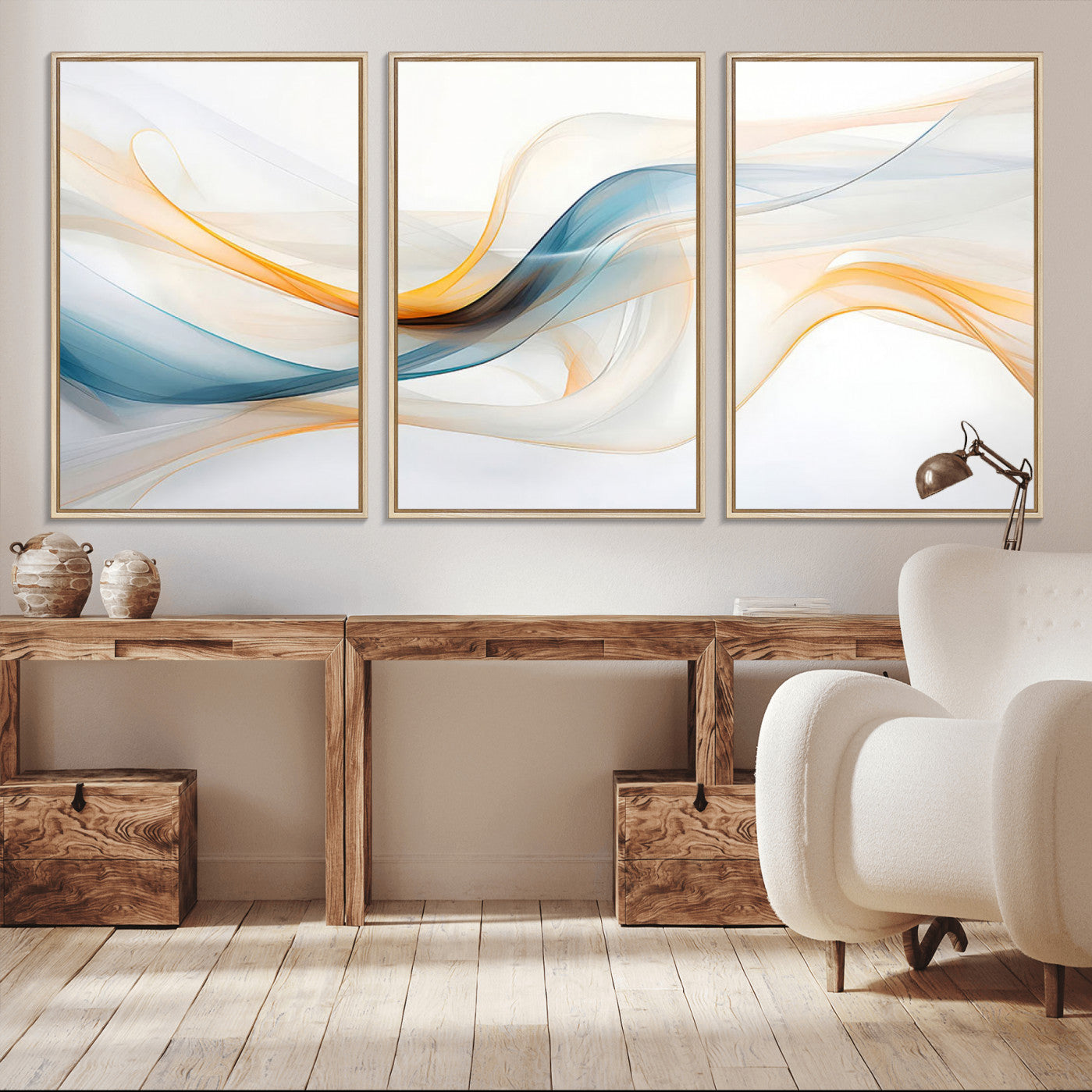60881-MGV-CV-36X24-Decorative Turquoise Abstract Wave Wall Art Canvas Print