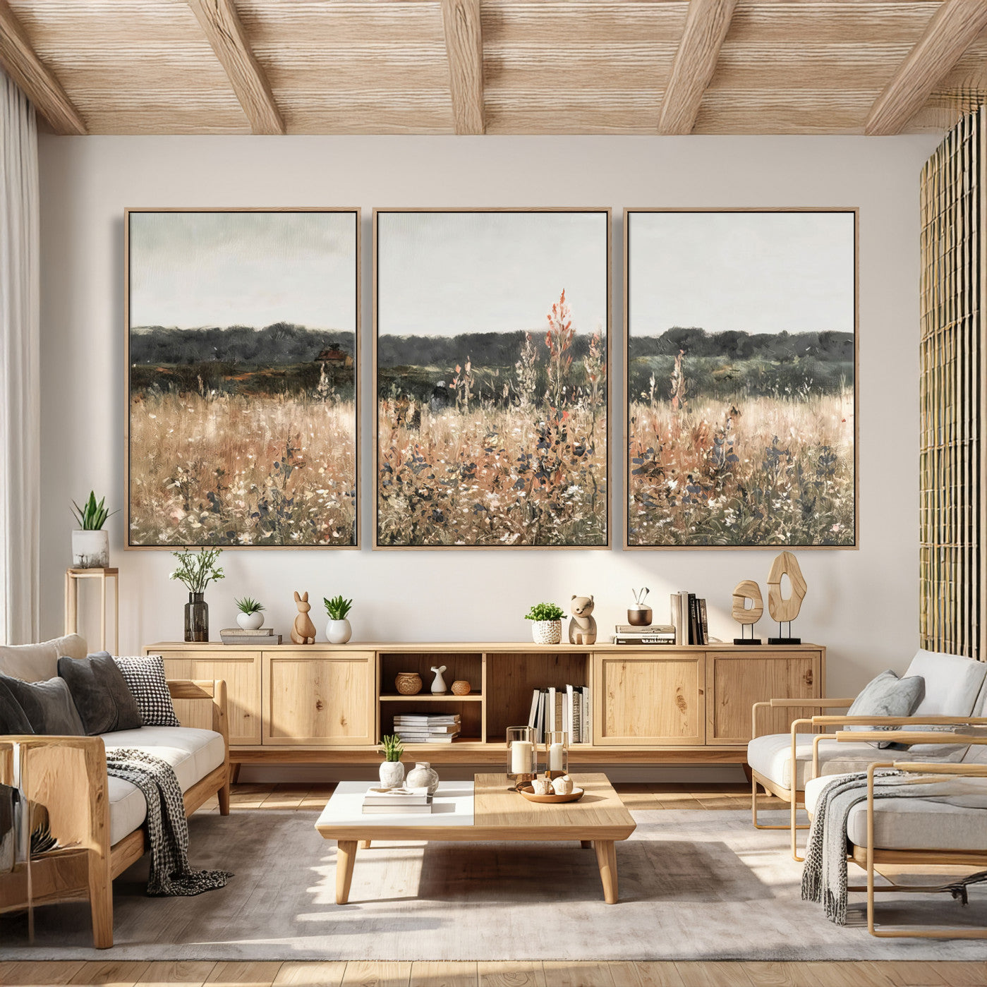16595-MGV-CV-36X24 - Rustic Field Landscape Wall Art Print, Abstract Field Canvas Wall Art for Barn Decoration