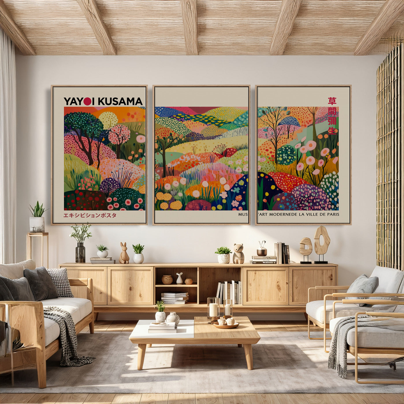 98921-MGV-CV-36X24 - Framed Yayoi Kusama 1986 Wall Art Print – Japanese Wall Art Print, Wabi Sabi Yayoi Kusama Print