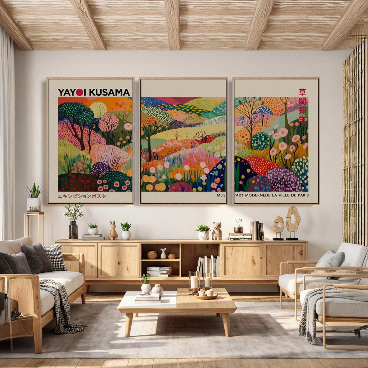 98921-MGV-CV-36X24 - Framed Yayoi Kusama 1986 Wall Art Print – Japanese Wall Art Print, Wabi Sabi Yayoi Kusama Print