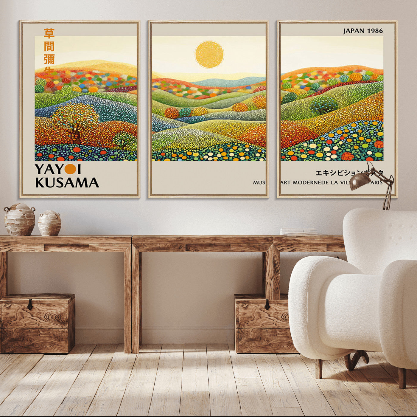 33864-MGV-CV-36X24-Yayoi Kusama Wall Art Print – Yayoi Kusama Wabi Sabi Japanese Wall Art Print - Vibrant Abstract