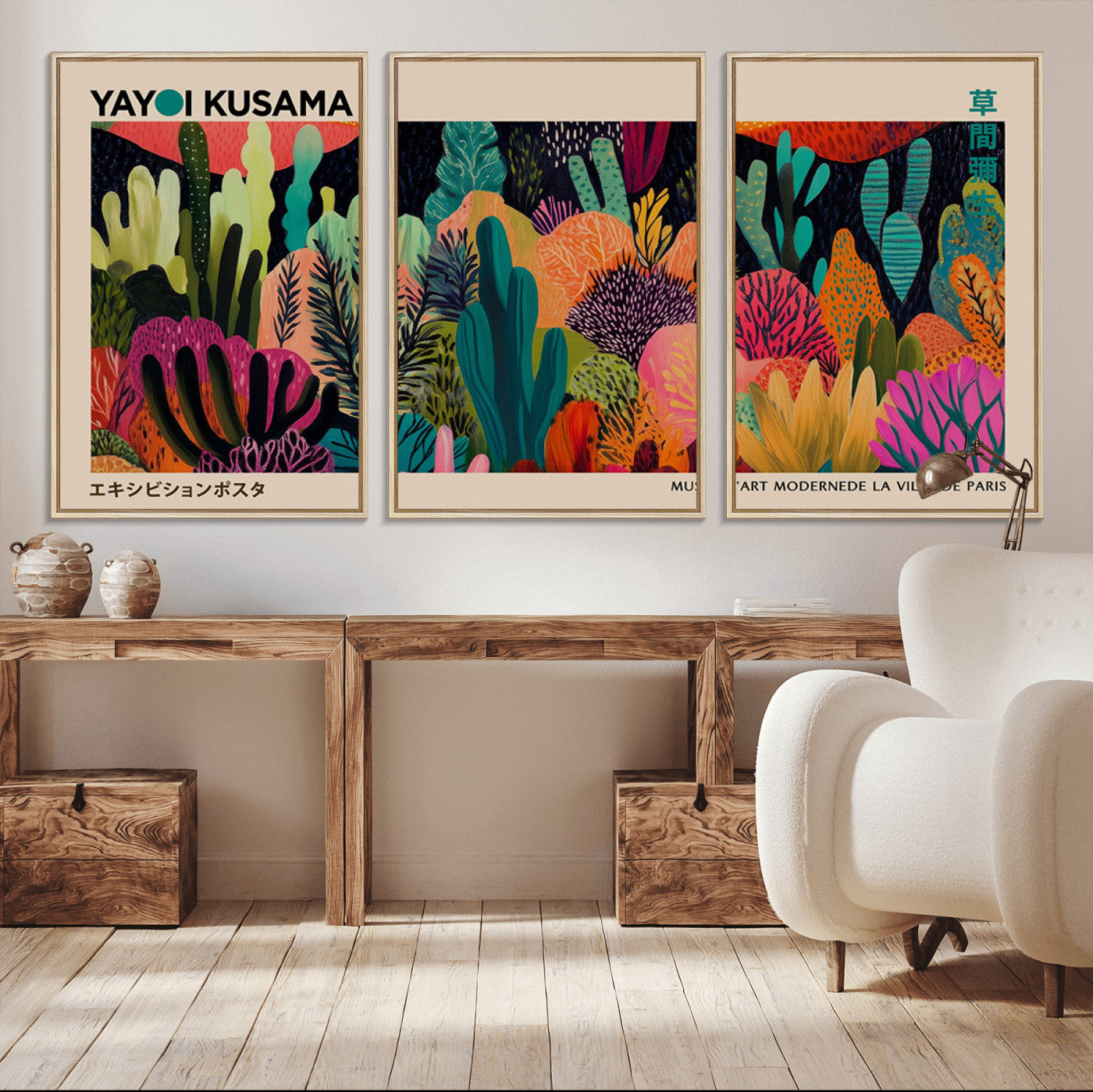 45711-MGV-CV-36X24-Yayoi Kusama Wall Art Canvas Print, Abstract Art, Large Yayoi Kusama Framed Canvas Print, Japanese