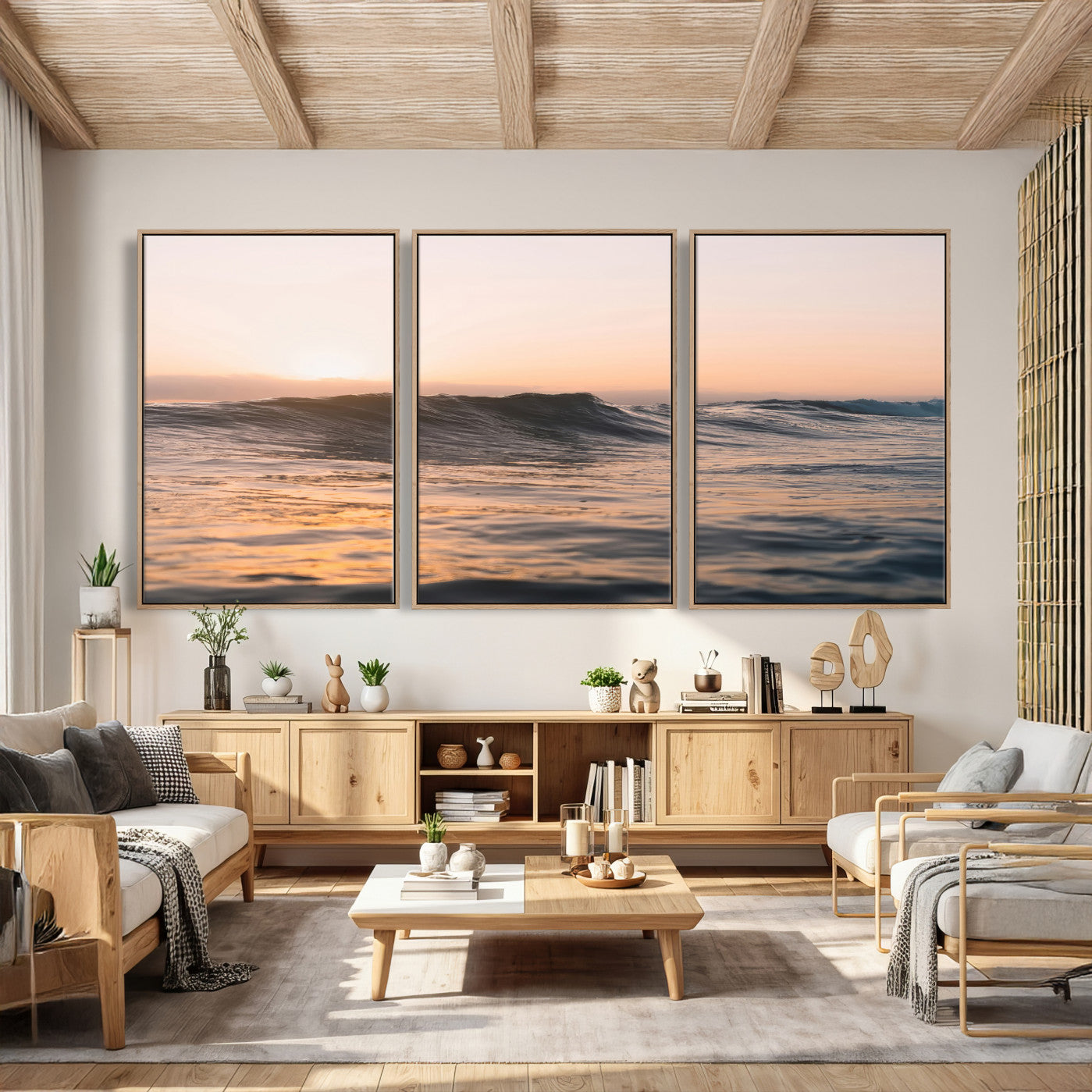 46299358-MGV-CV-36X24 - Golden Sunset Ocean Wall Art – Tranquil Waves & Peaceful Horizon Canvas Print, Soft Light and Evening Glow for Serene Beach, Home or Nature Decor