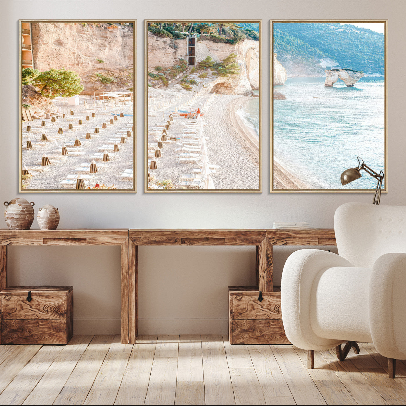 -Beach Wall Art Canvas Print, Framed Coastal Art Picture Print, Summer Shore Perfect Coastal Decor