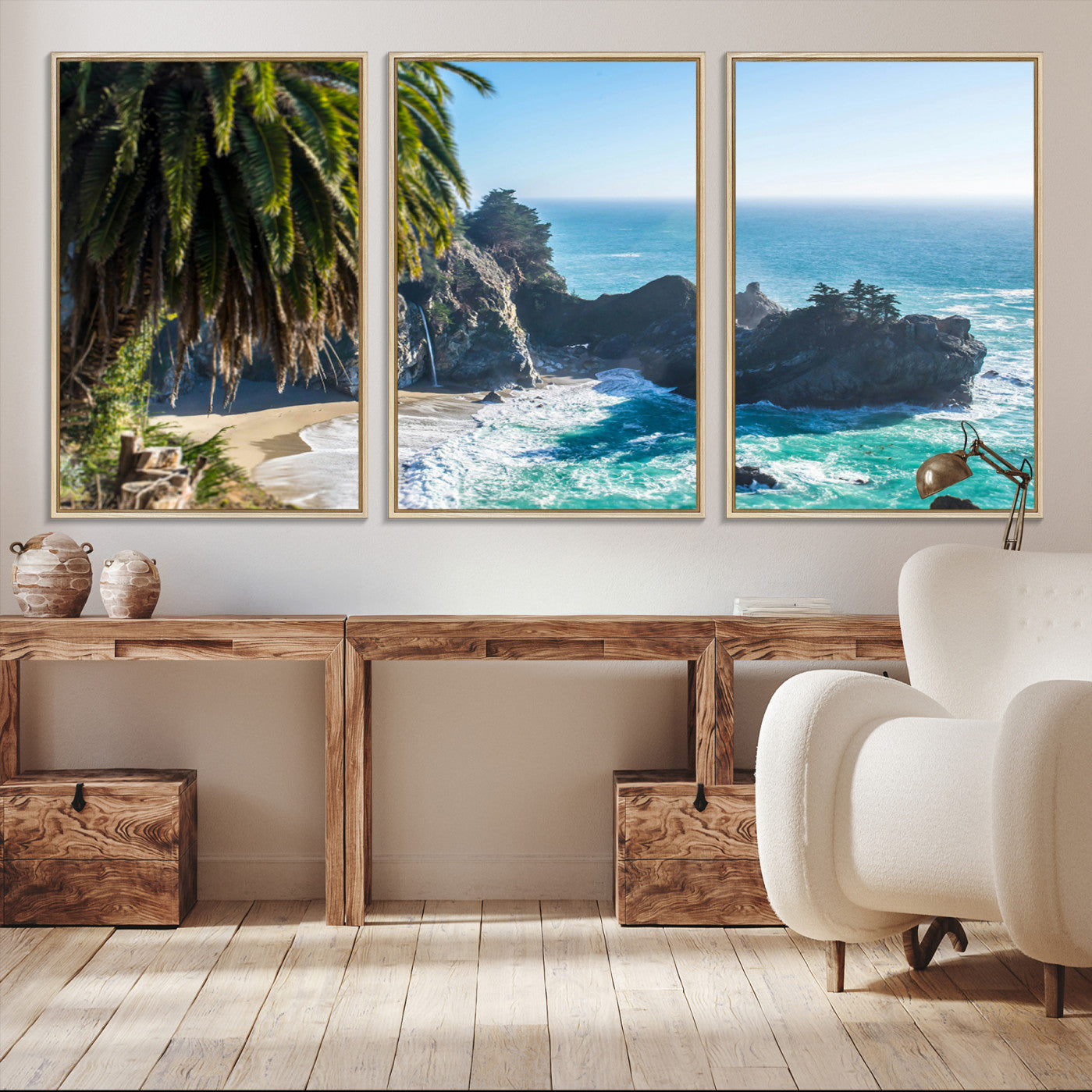 -Big Sur Wall Art Canvas Print – Framed California Coastline Tropical Ocean Photography Scenic Artwork for Home Office