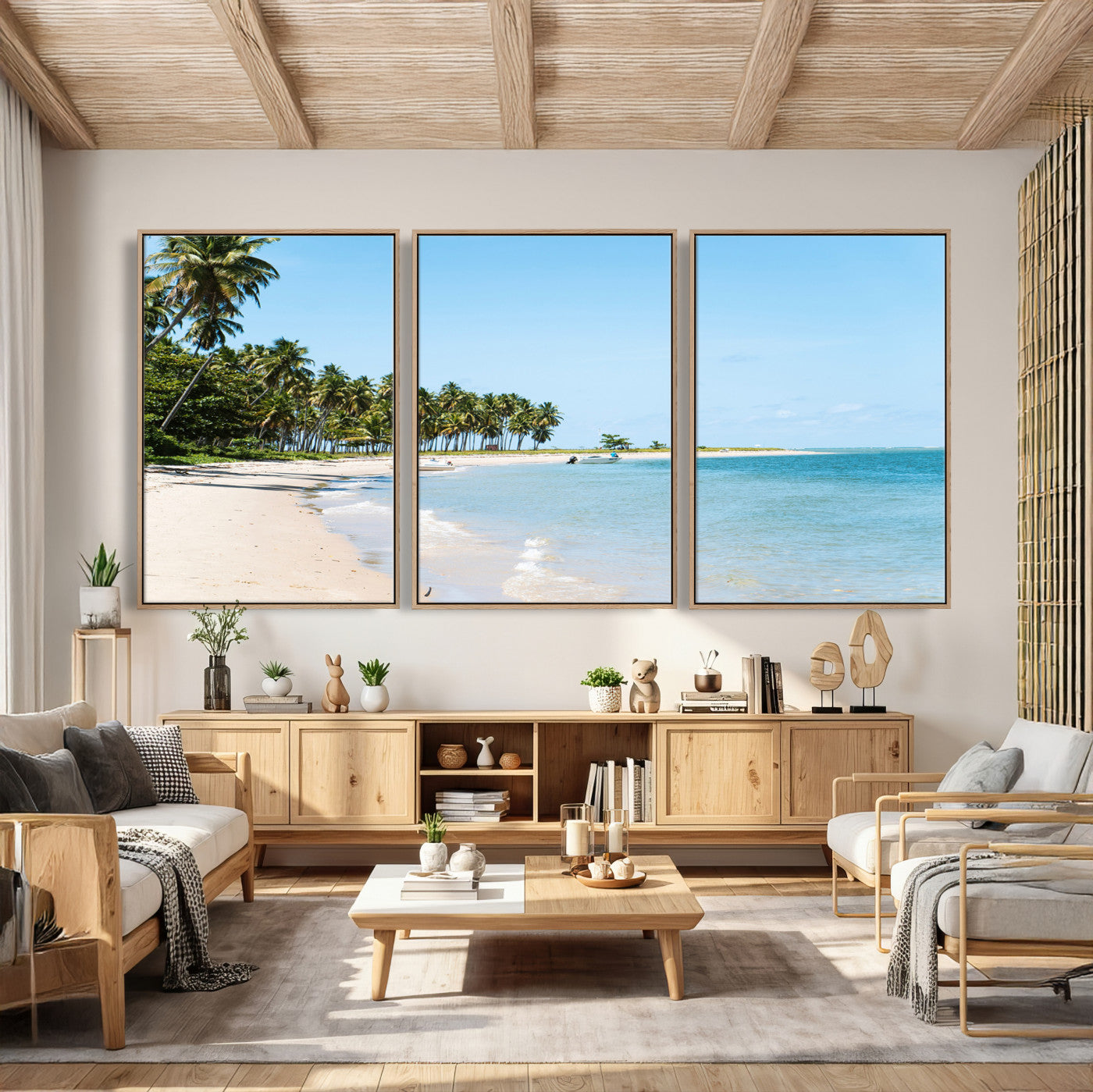 37858872-MGV-CV-36X24 - Palm Tree Paradise Coastal Wall Art – Beach Scene and Ocean Breeze Canvas Print Tranquil Tropical Shore Decor for Living Room, Bedroom or Office