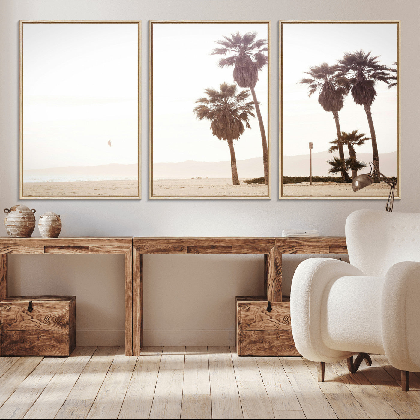 -Coastal Light Wall Art Canvas Print – Relaxing Shoreline Minimalist Ocean Tropical Serenity Artwork for Home, Office