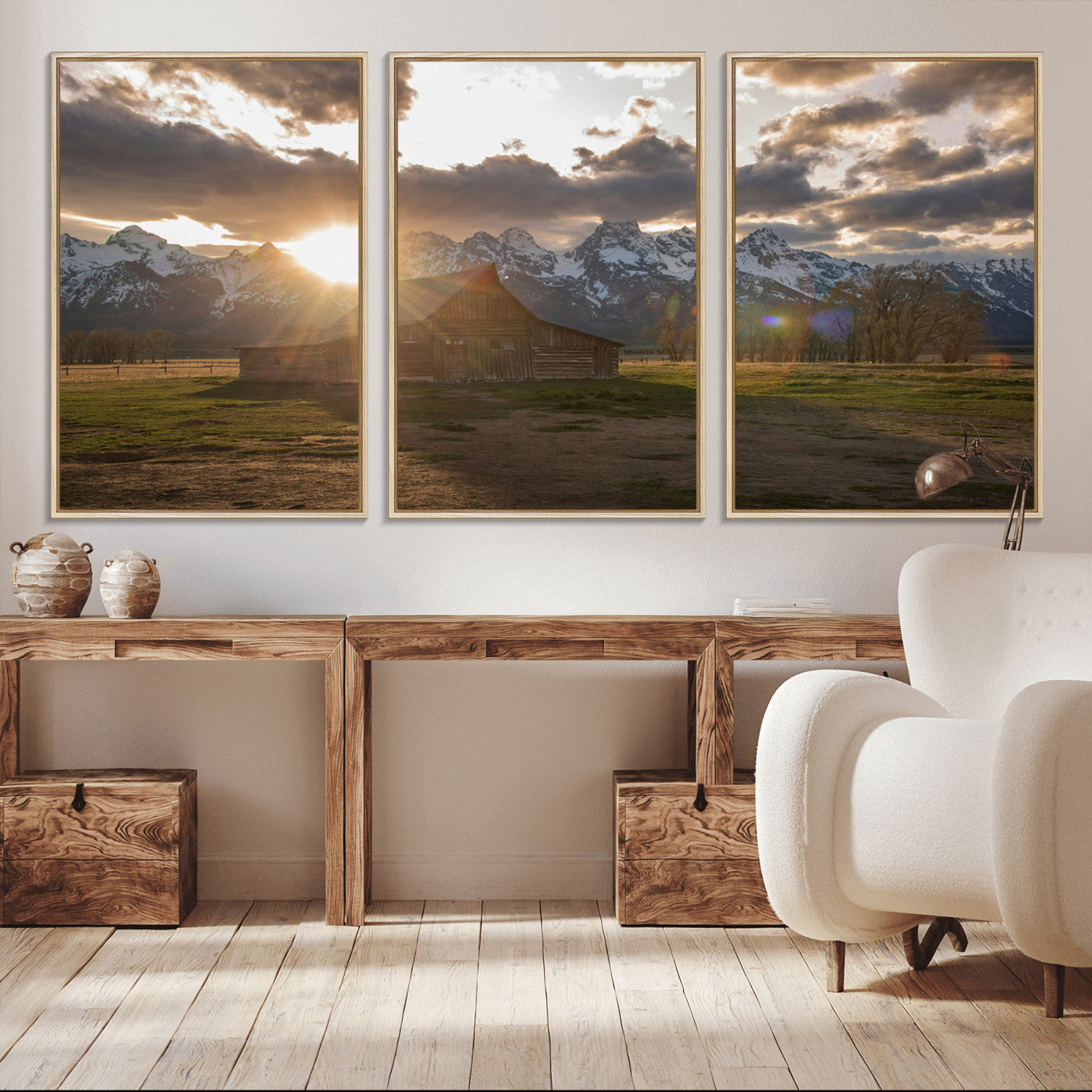 -Snowy Peaks Wall Art Canvas Print – Rustic Mountain Landscape Nature Escape Winter Forest Artwork for Home, Office
