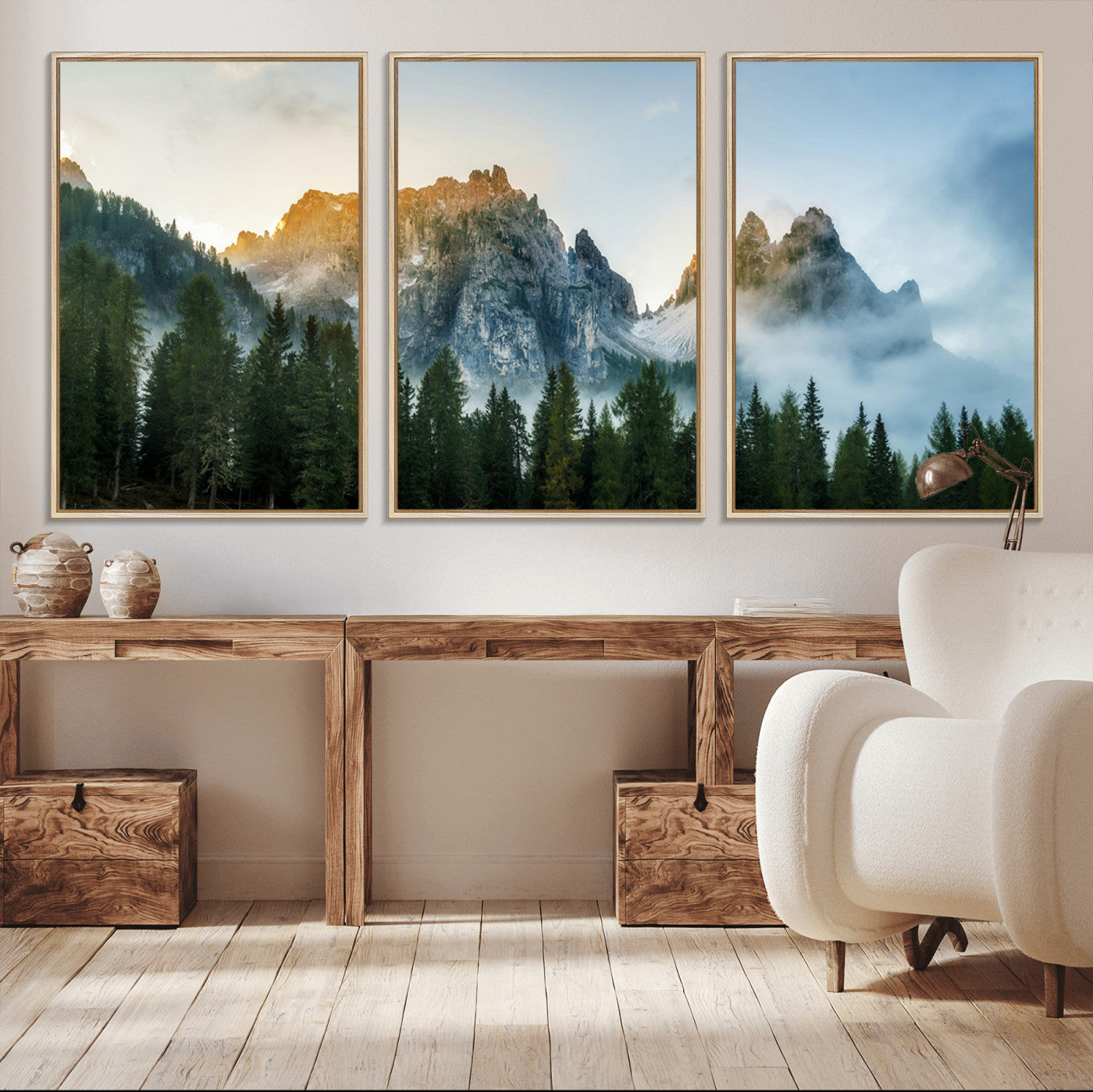 21145440-MGV-CV-36X24-Wilderness Wall Art Canvas Print – Misty Forest Nature Landscape Photography Rustic Scenic Artwork for Home, Office