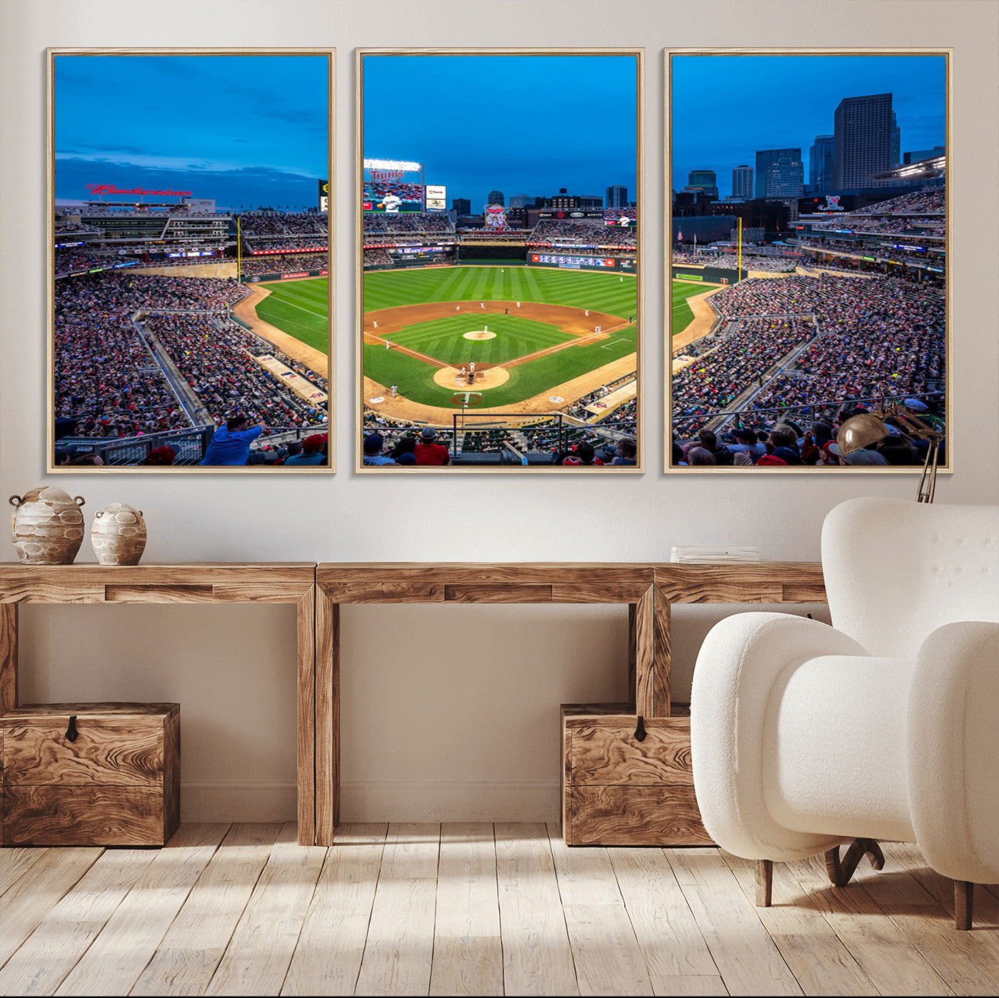 77273035-MGV-CV-36X24-Target Field Stadium Wall Art Canvas Print – Minnesota Twins Baseball Team Iconic Ballpark Scene for home, office