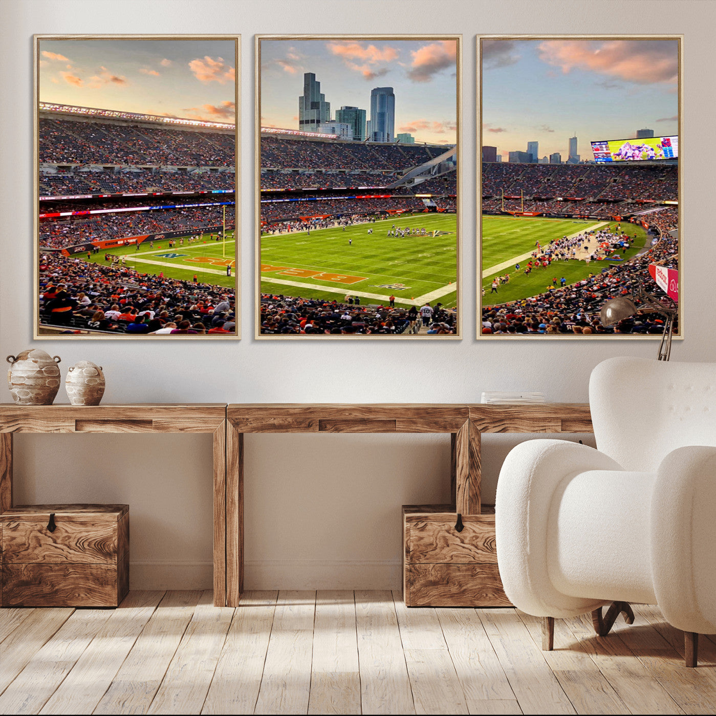 -Chicago Bears Soldiers Field Wall Art Canvas Print – Framed Football Stadium Artwork for Home, Office, Living Room