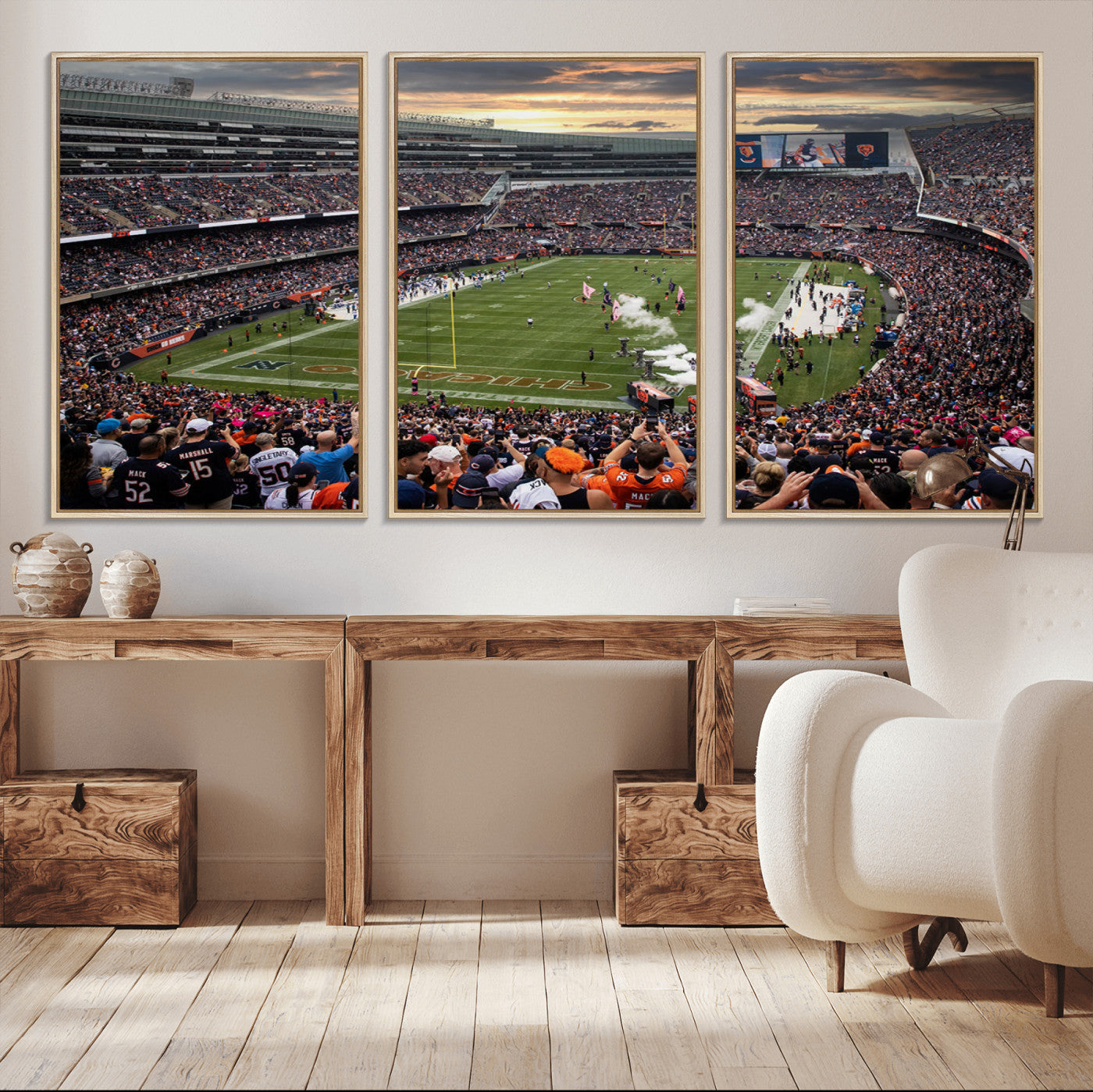 87578930-MGV-CV-36X24-Chicago Bears Soldiers Field Wall Art Canvas Print – Framed Football Stadium Artwork for Home, Office, Living Room