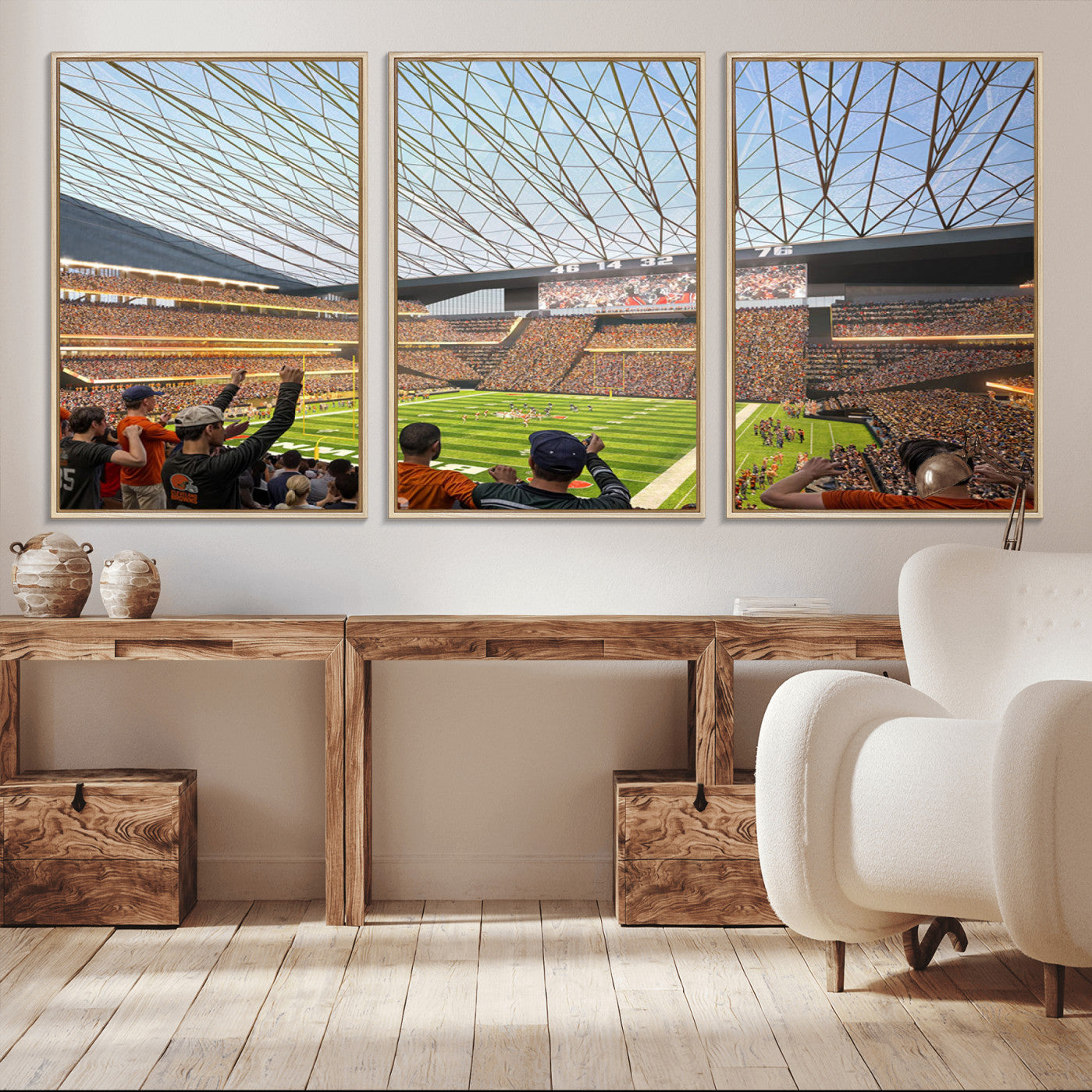 -Cleveland Browns Stadium Wall Art Canvas Print – Framed NFL Football Arena Artwork for Home, Office, Living Room
