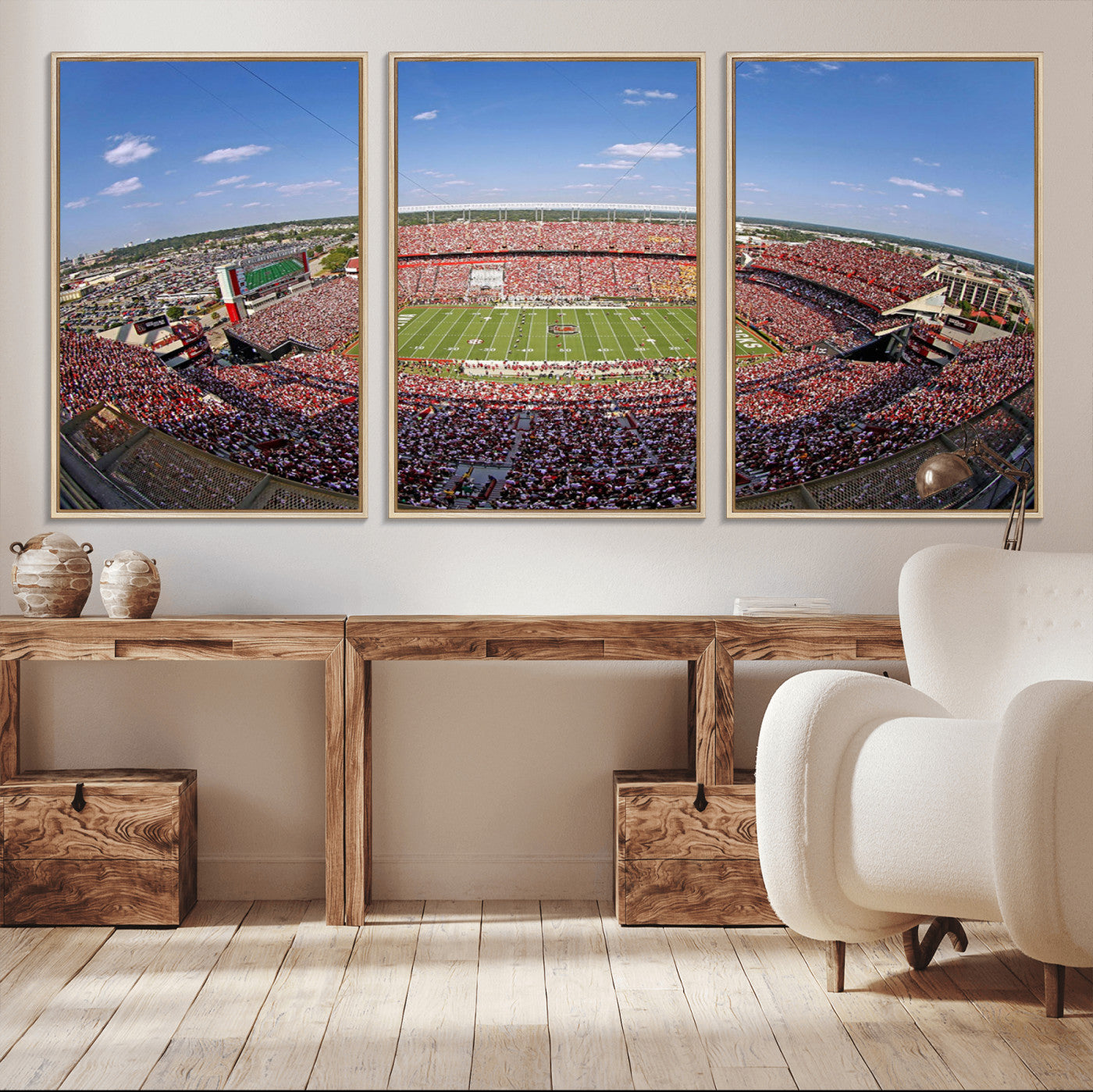 29492070-MGV-FC-60X30-3P - William Brice Stadium Wall Art Canvas Print – Stadium Crowd Sports Field Outdoor Event Football Game Artwork for Home Office
