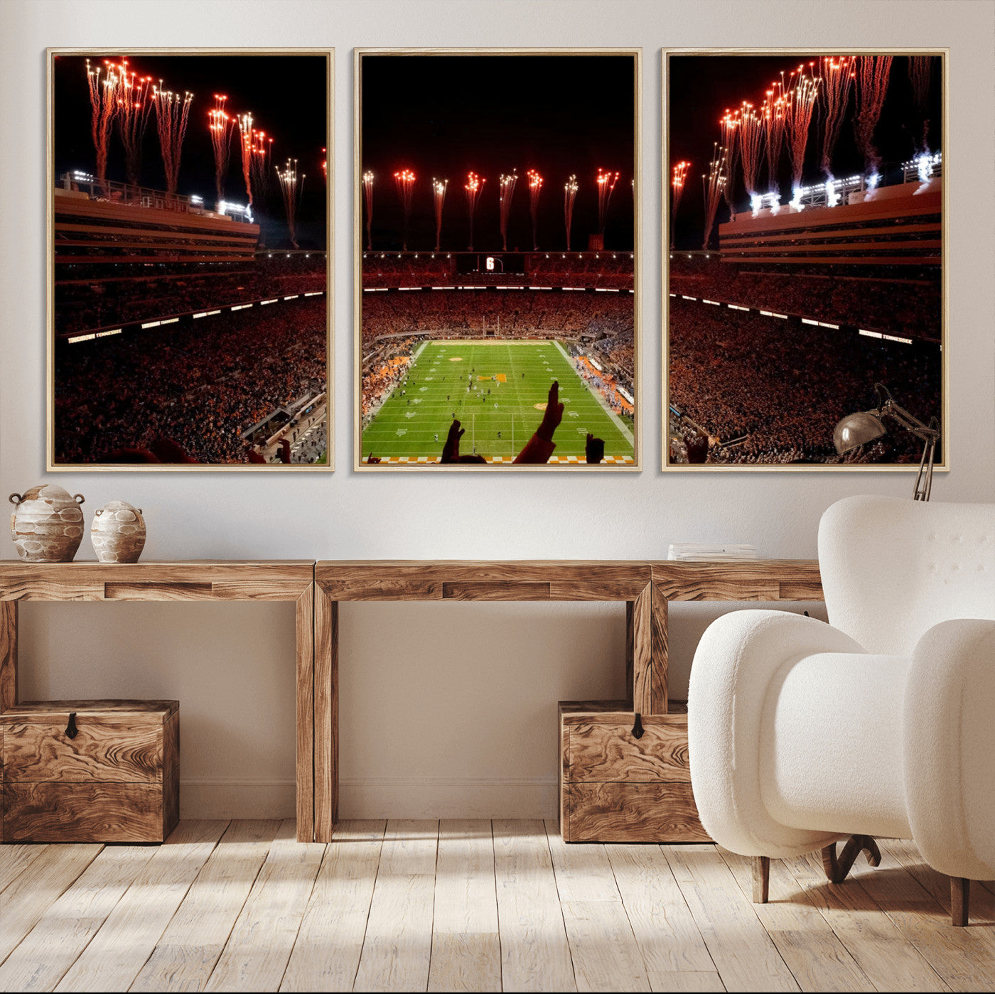 73358115-MGV-FC-60X30-3P - Tennessee Neyland Stadium Wall Art, Sports Arena Canvas Print, Panoramic Stadium Canvas Artwork for Home, Office