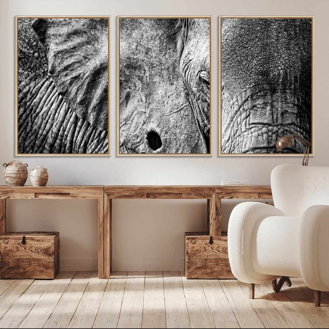 -Wild Old Elephant Wall Art Canvas Print
