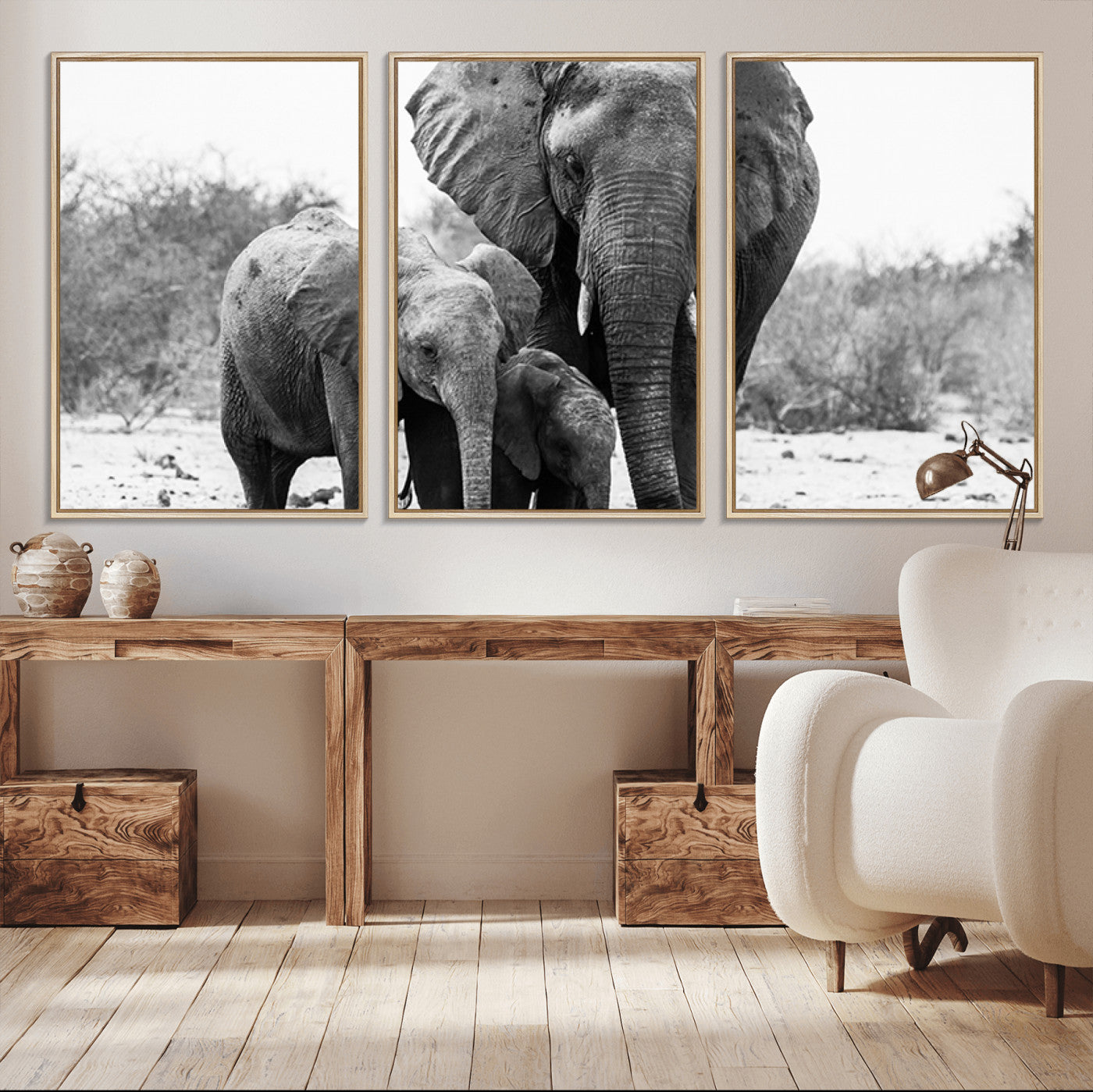 75636-MGV-CV-36X24-Elephant Family Africa Wall Art Canvas Print