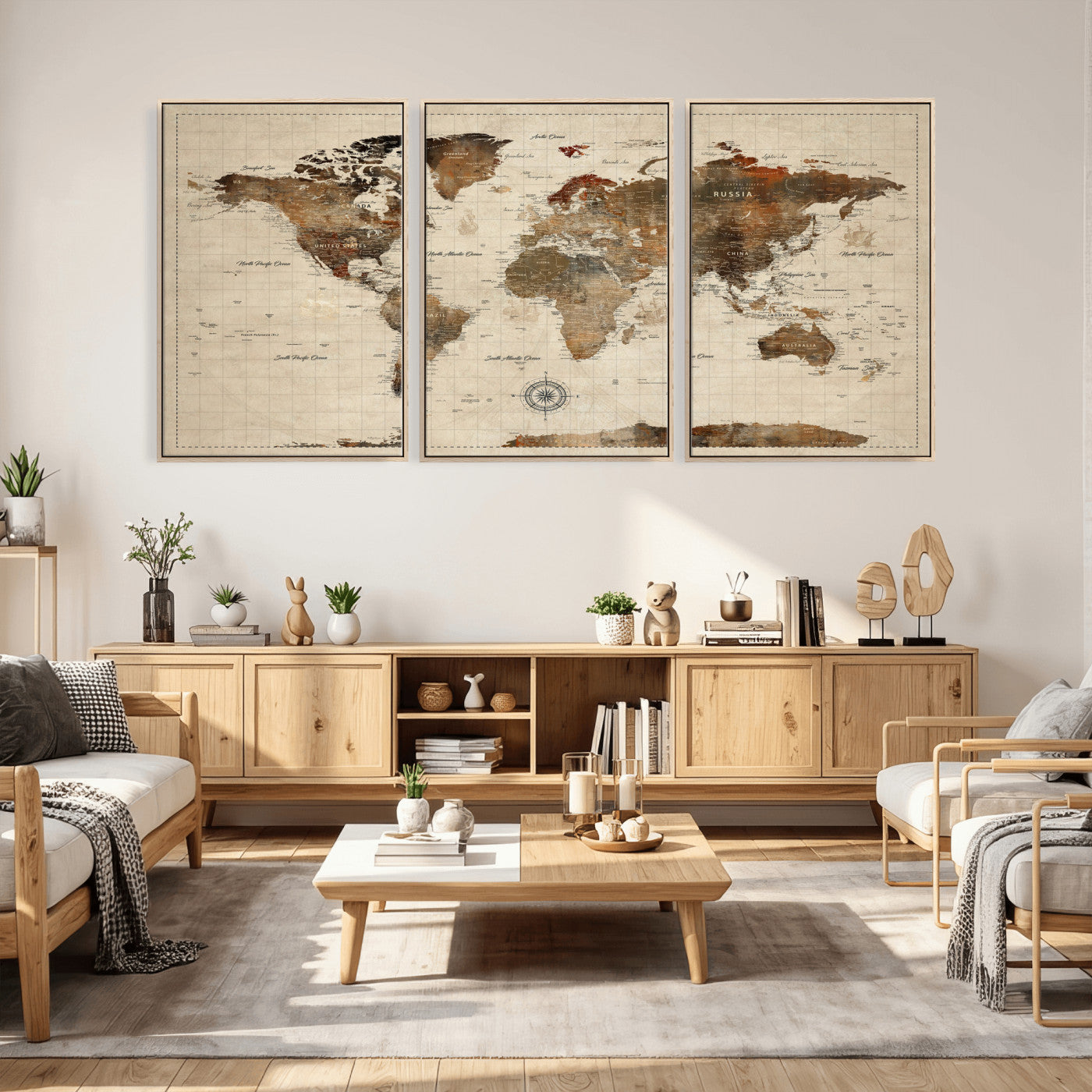 23610090-MGV-CV-36X24 - World Map Wall Art Canvas Print, Modern Decorative Framed Map Artwork Prints for Living Room, Office, Bedroom Wall Decor