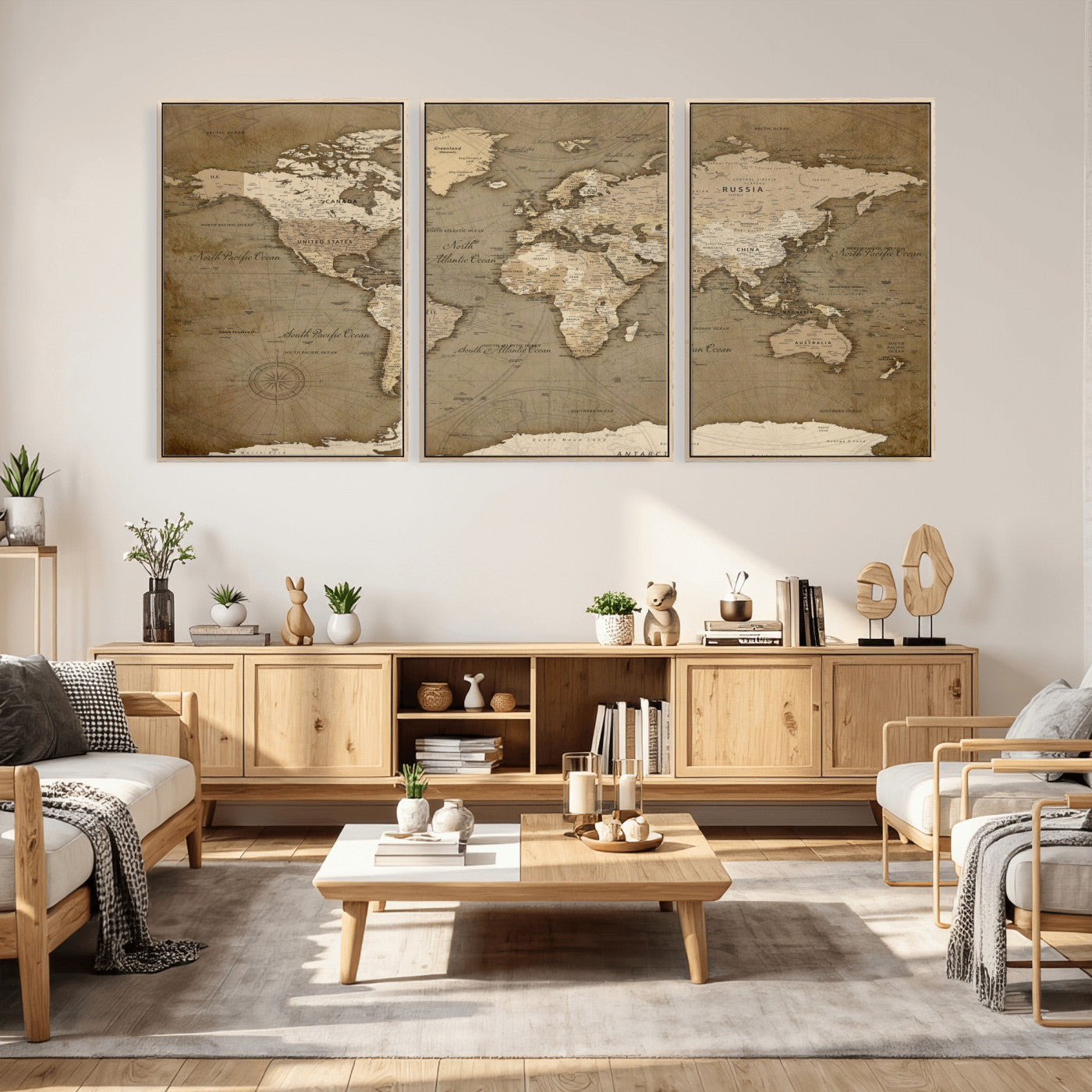82314635-MGV-CV-36X24 - World Map Wall Art Canvas Print, Modern Decorative Framed Map Artwork Prints for Living Room, Office, Bedroom Wall Decor