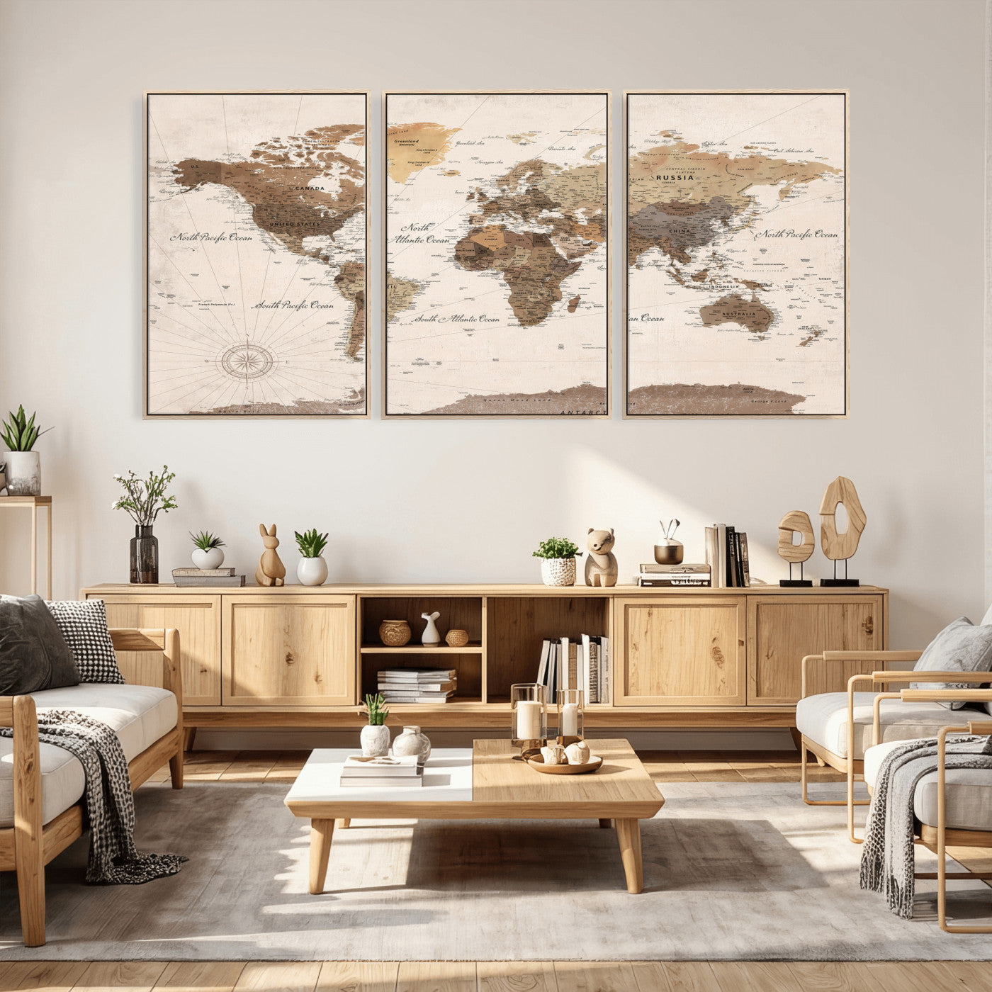 69860078-MGV-CV-36X24 - World Map Wall Art Canvas Print, Modern Decorative Framed Map Artwork Prints for Living Room, Office, Bedroom Wall Decor