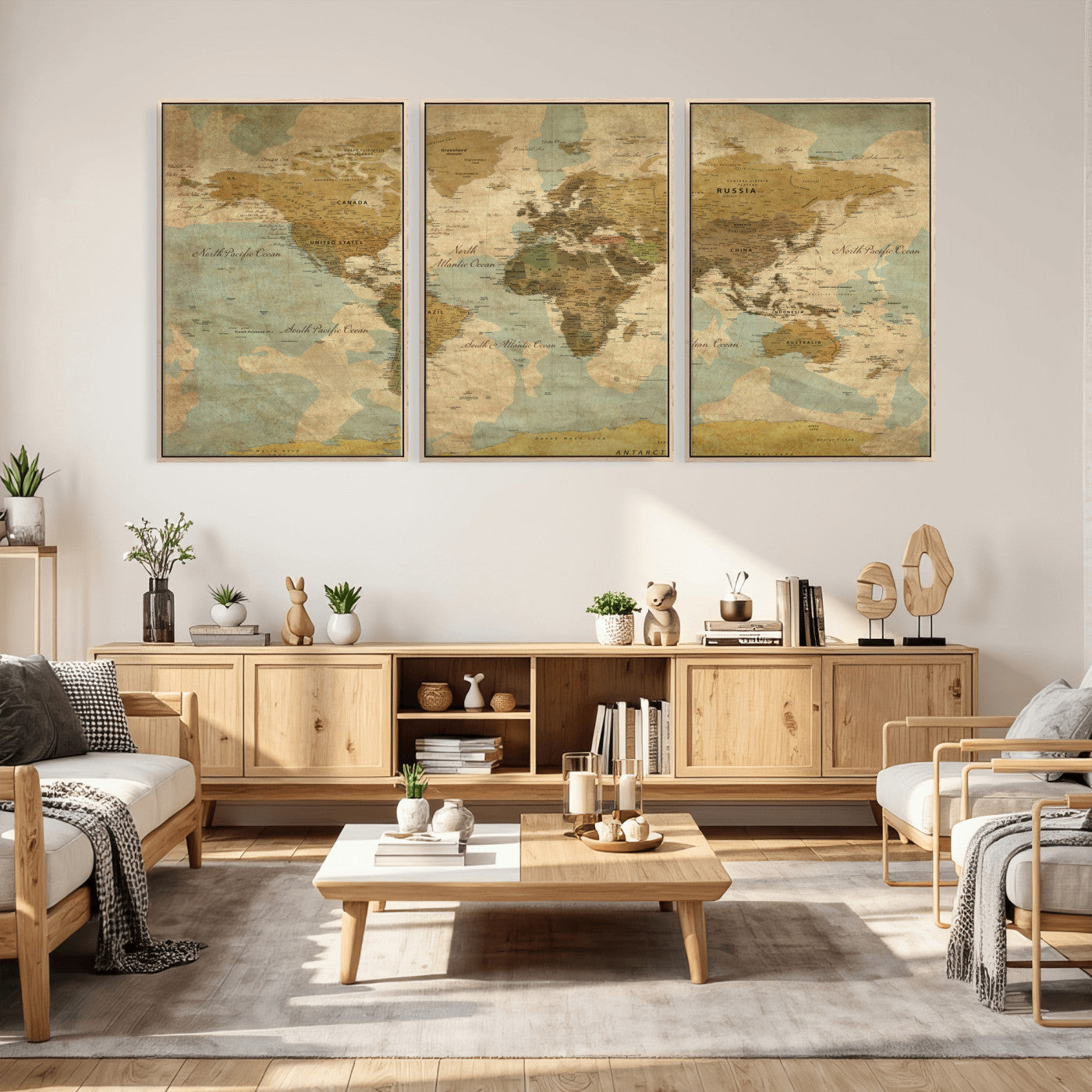89356927-MGV-CV-36X24 - World Map Wall Art Canvas Print, Modern Decorative Framed Map Artwork Prints for Living Room, Office, Bedroom Wall Decor