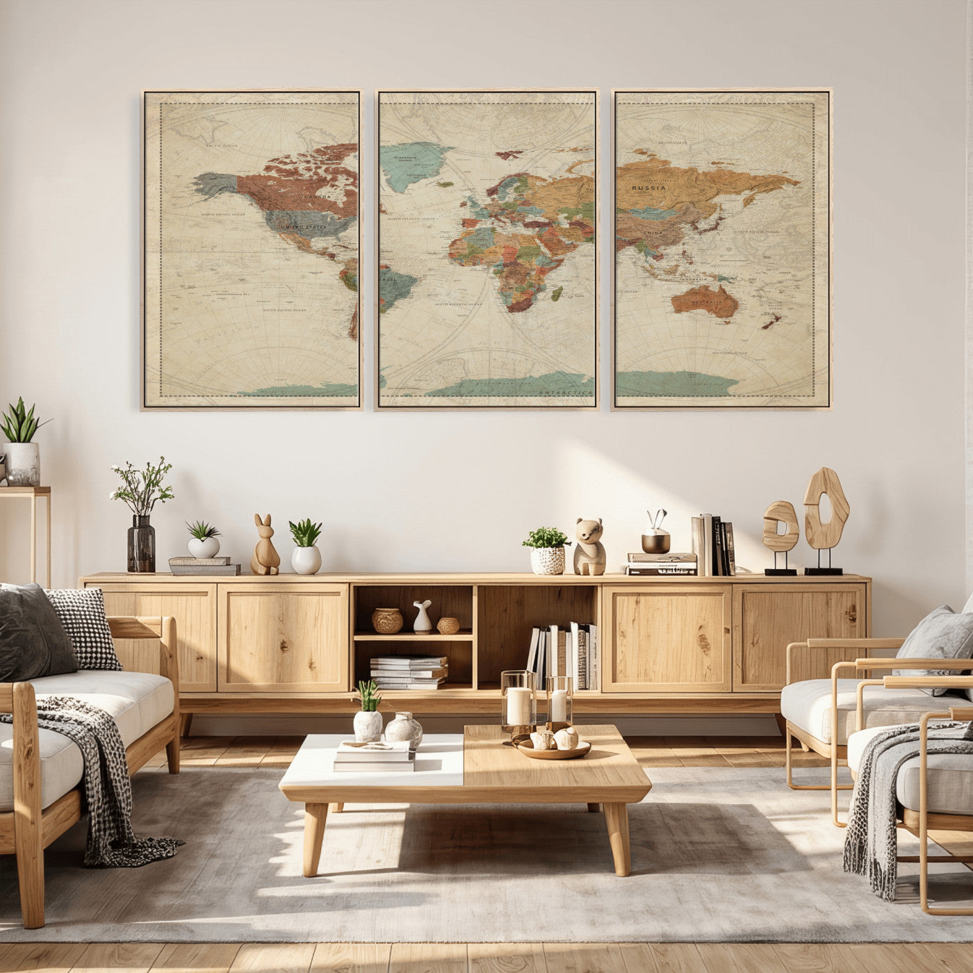 68428598-MGV-CV-36X24 - World Map Wall Art Canvas Print, Modern Decorative Framed Map Artwork Prints for Living Room, Office, Bedroom Wall Decor