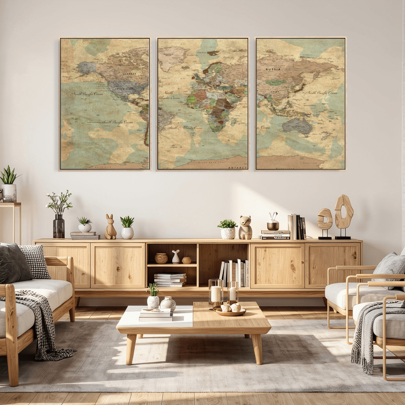 72396478-MGV-CV-36X24 - World Map Wall Art Canvas Print, Modern Decorative Framed Map Artwork Prints for Living Room, Office, Bedroom Wall Decor
