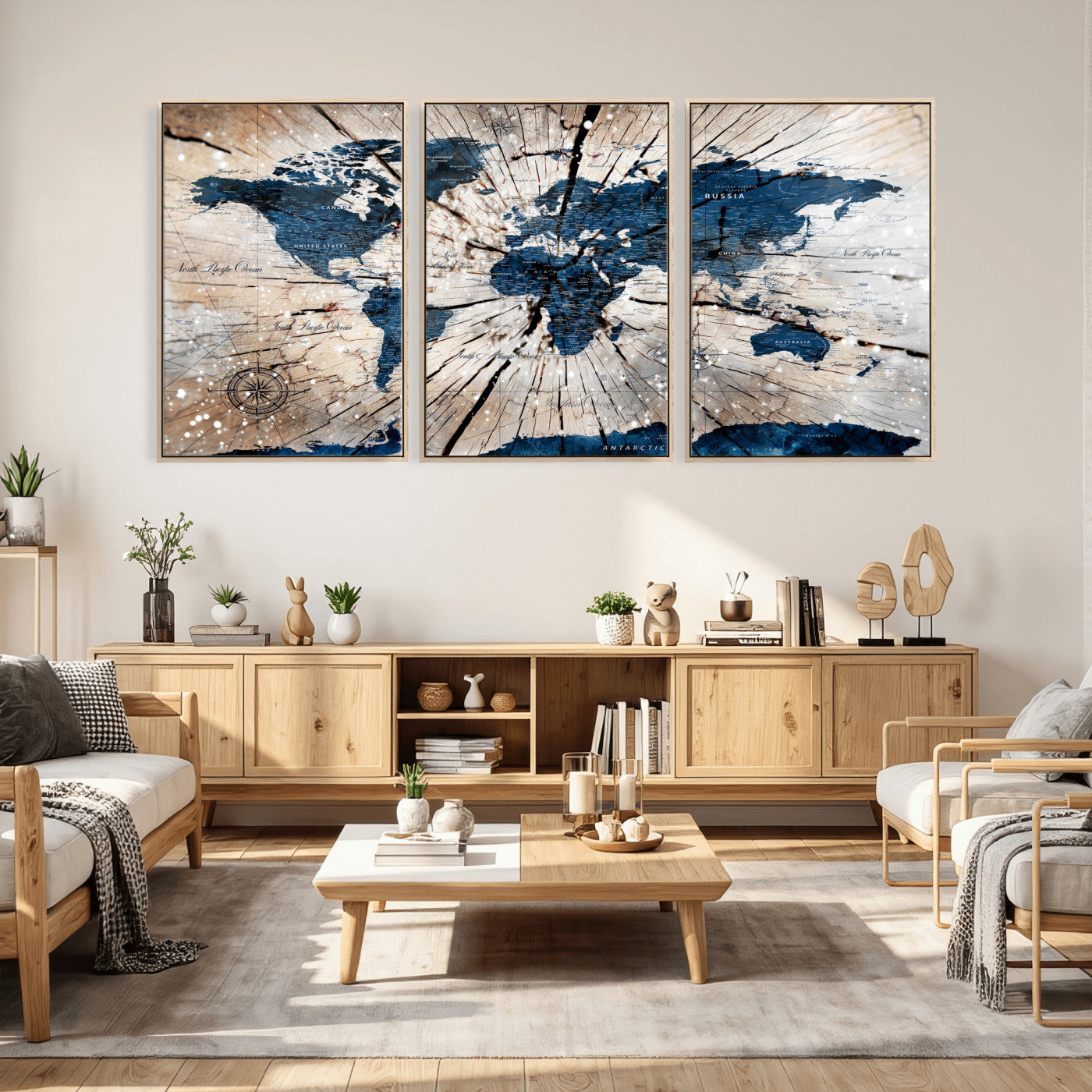 19478704-MGV-CV-36X24 - World Map Wall Art Canvas Print, Modern Decorative Framed Map Artwork Prints for Living Room, Office, Bedroom Wall Decor