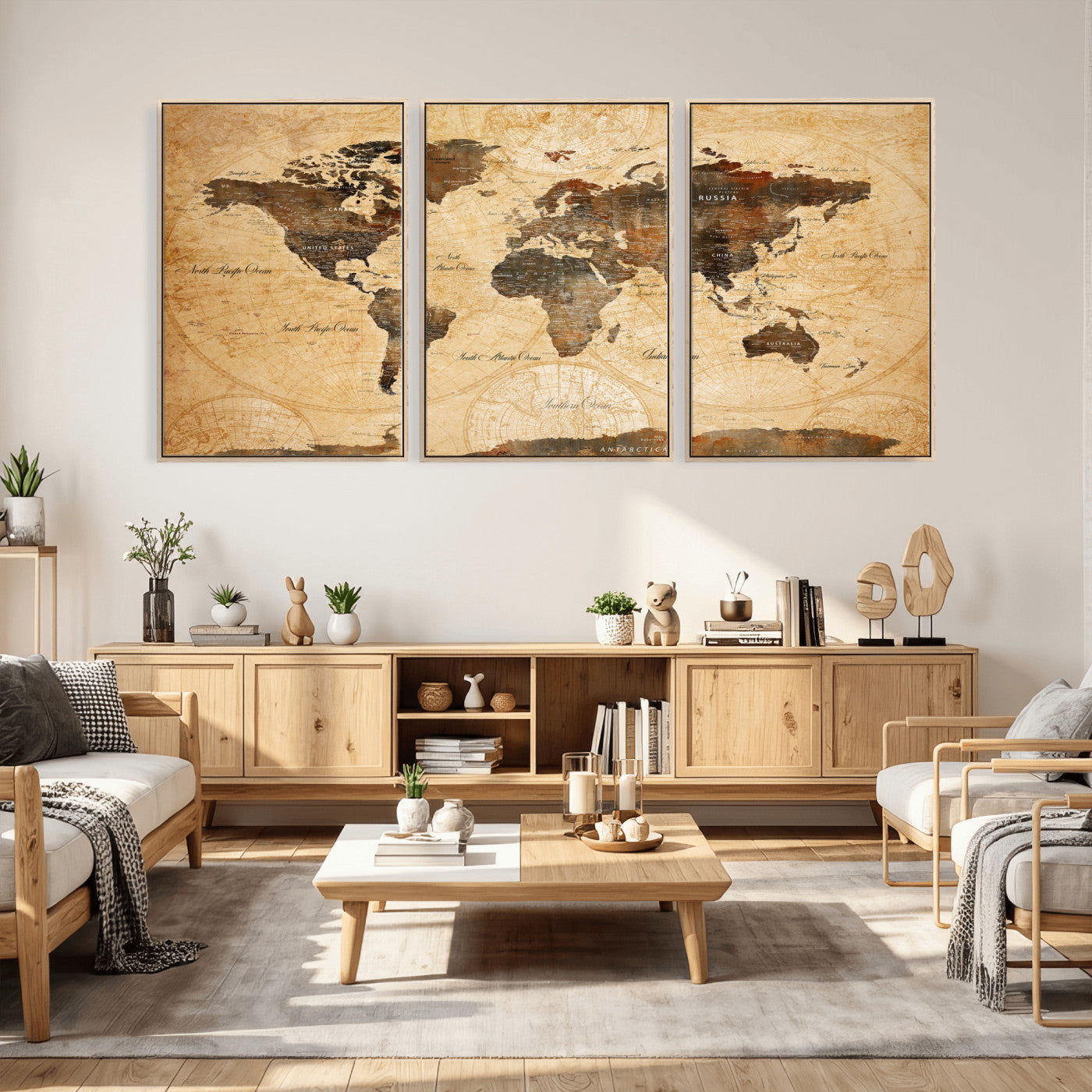 63156625-MGV-CV-36X24 - World Map Wall Art Canvas Print, Modern Decorative Framed Map Artwork Prints for Living Room, Office, Bedroom Wall Decor