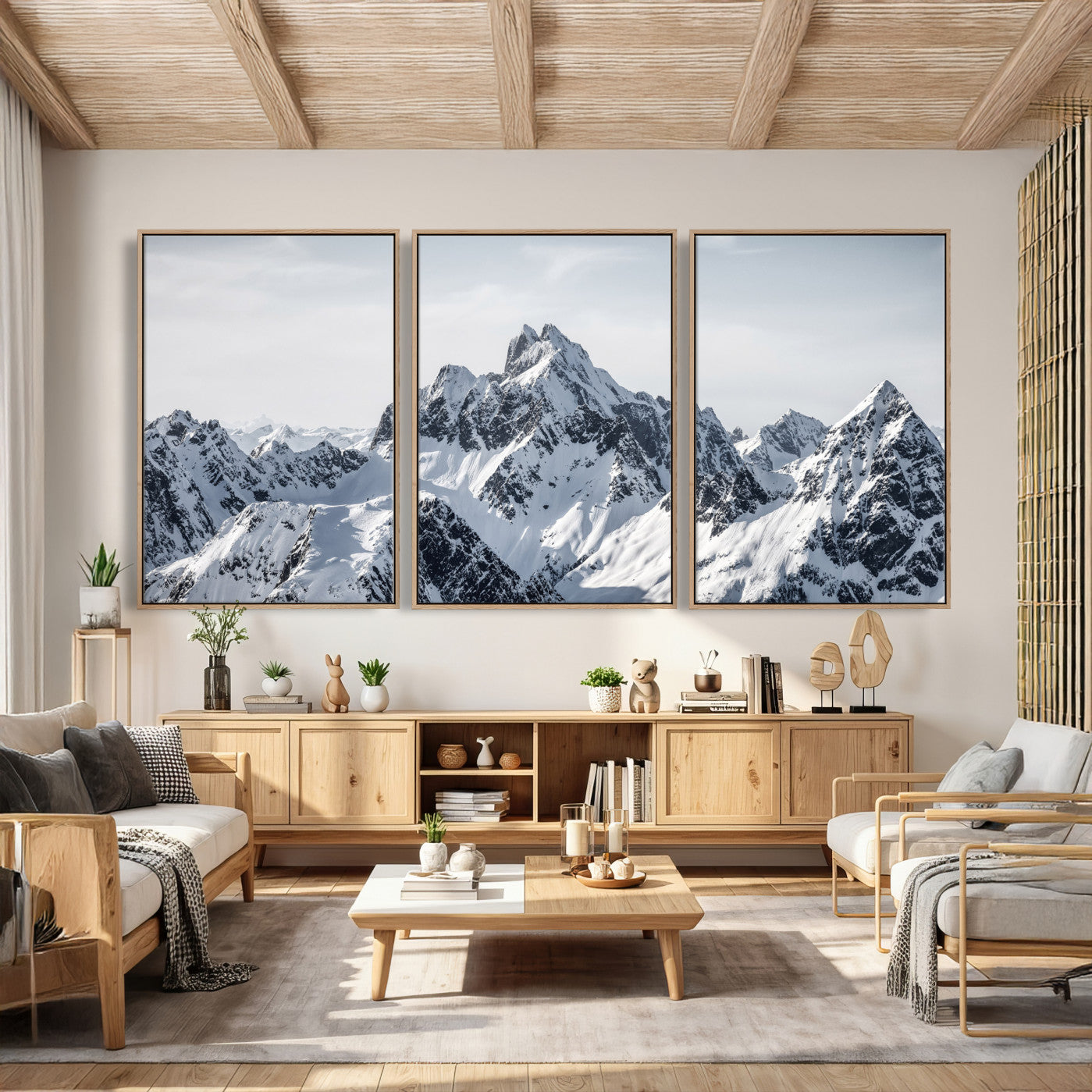 33126265-MGV-CV-36X24 - Snowy Mountain Range Canvas Print, Alpine Peaks Landscape Wall Art, Framed Canvas Ready to Hang