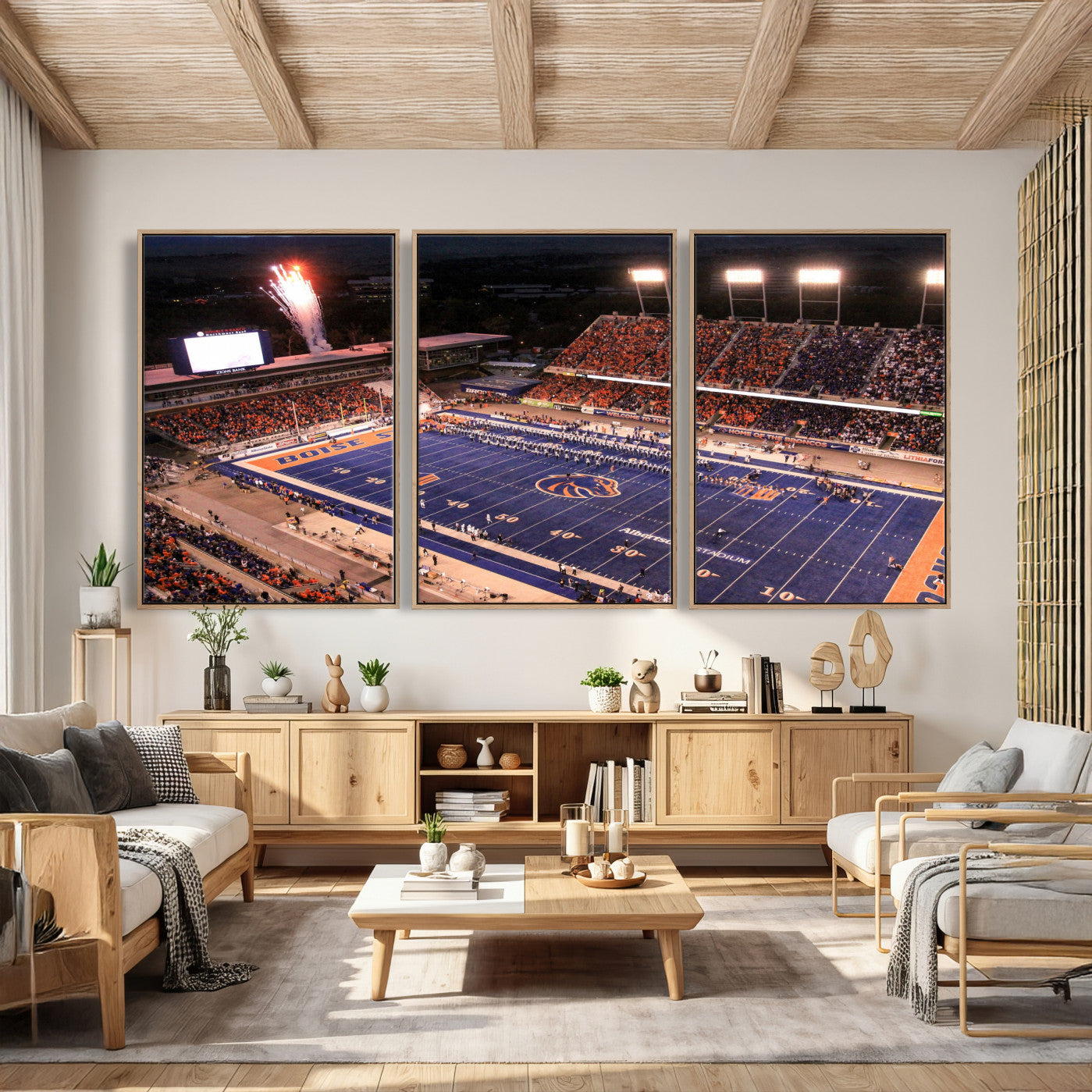 58849575-MGV-CV-36X24 - Boise State Stadium Large Wall Art Canvas Print for Living Room Office Wall Decor