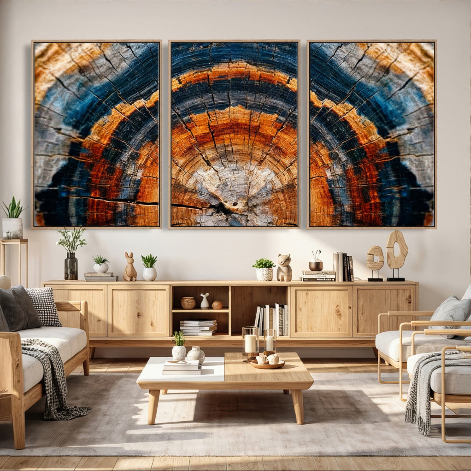 92693966N-MGV-CV-36X24 - Abstract Wood Grain Canvas Print, Tree Ring Pattern Wall Art, Framed Canvas Ready to Hang