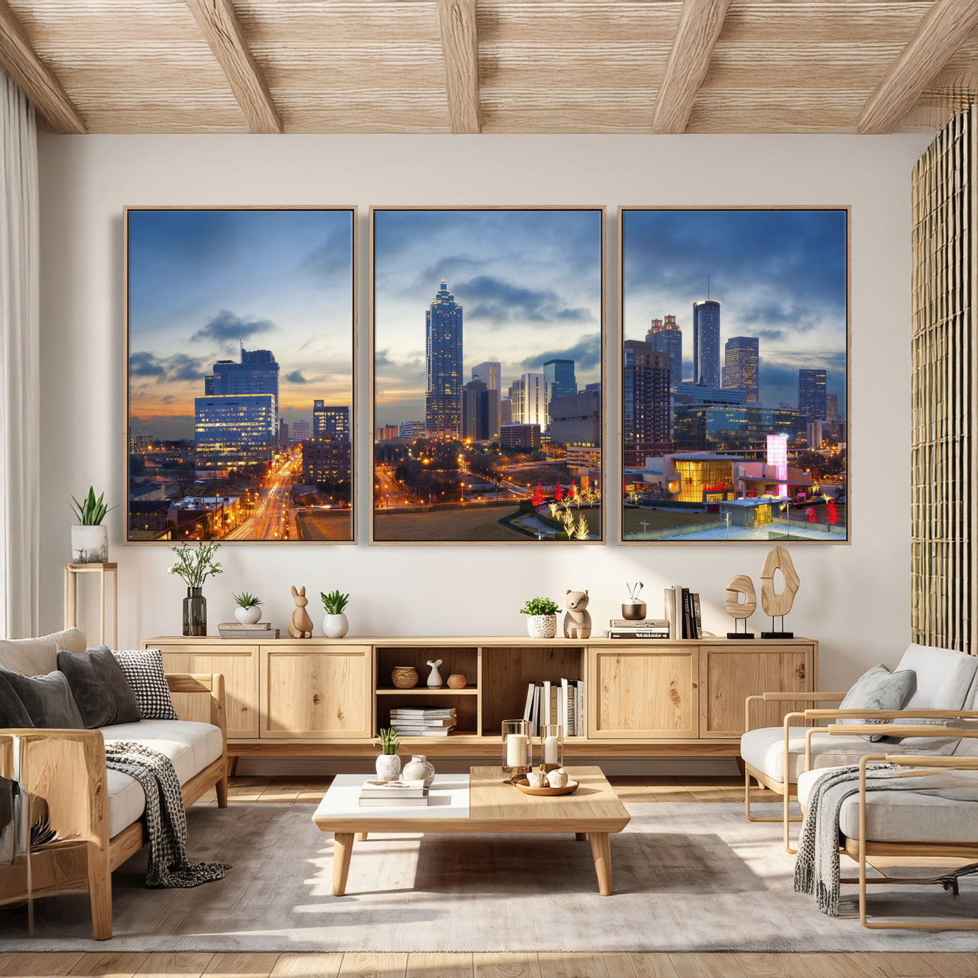 18461309-MGV-CV-36X24 - Atlanta Skyline Wall Art Canvas Print, Atlanta Downtown Night Cityscape Print for Modern Urban Wall Decor