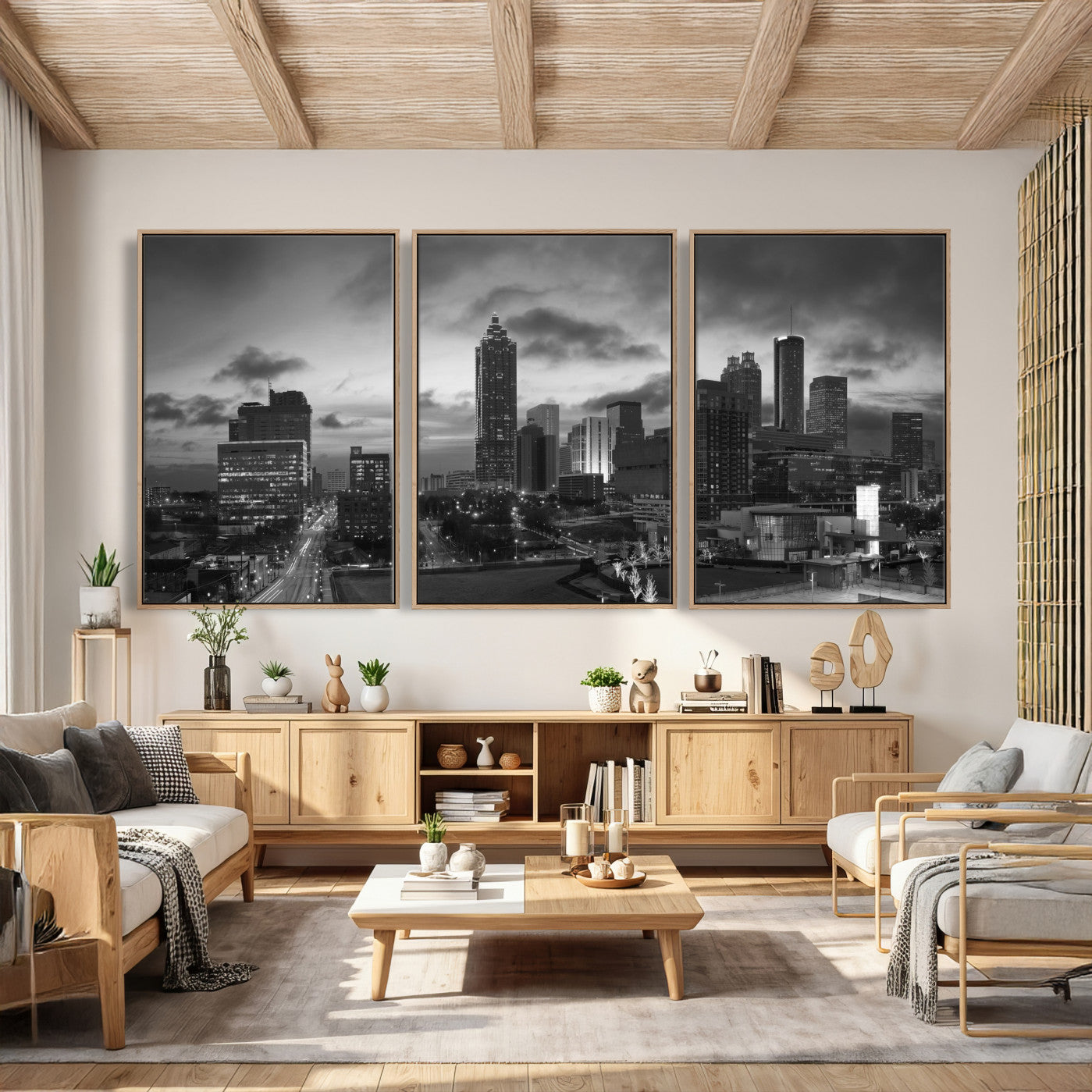 91959506-MGV-CV-36X24 - Atlanta Skyline Wall Art Canvas Print, Atlanta Downtown Night Cityscape Print for Modern Urban Wall Decor