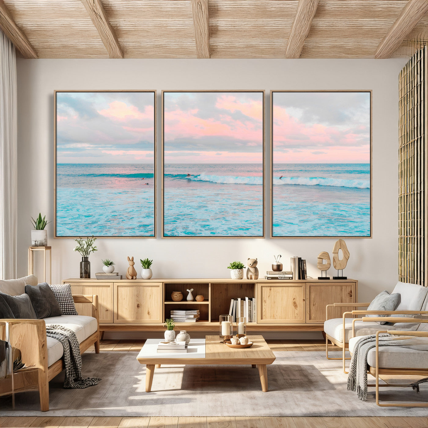 73216461-MGV-CV-36X24 - Ocean Wave Wall Art Canvas Print, Pastel Surf Seascape Photography, Coastal Beach Wall Decor