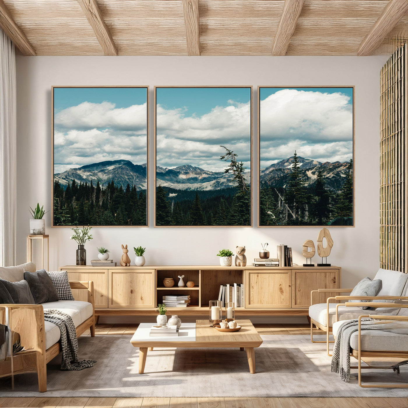 30416773-MGV-CV-36X24 - Mountain Forest Wall Art Canvas Print, Alpine Pine Tree Landscape Photography, Scenic Wilderness Mountain View, Nature Wall Decor