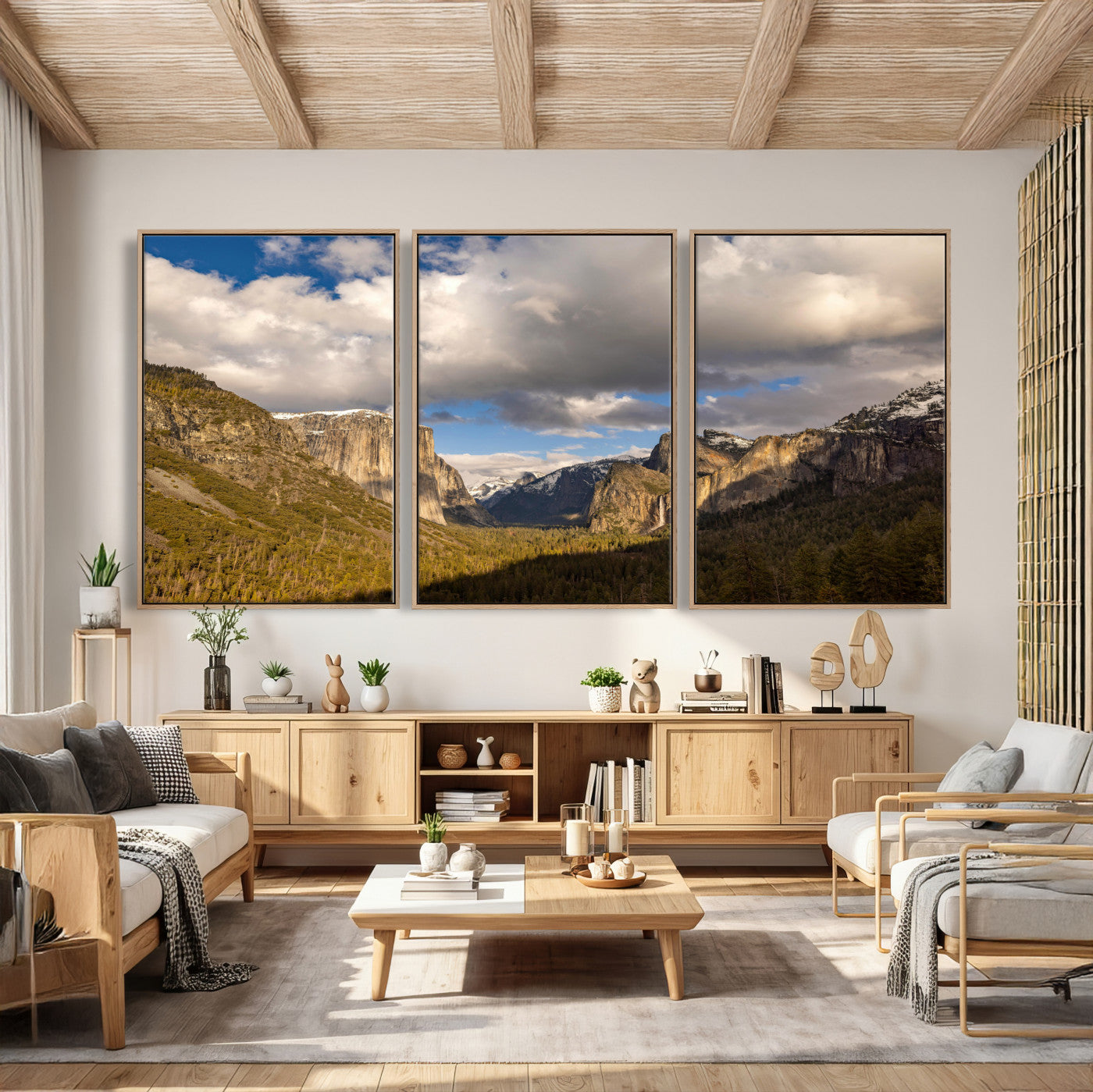 51451302-MGV-CV-36X24 - Yosemite Valley Mountain Landscape Wall Art Canvas Print, Granite Cliff Forest Valley Canvas Print, California National Park Scenic Art Printing