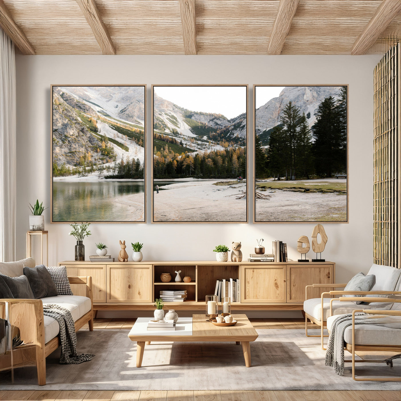 89246758-MGV-CV-36X24 - Lake Braies Alpine Landscape Wall Art Canvas Print, Dolomites Mountain Lake Forest Canvas Print, Italian Alps Scenic Nature Art Printing