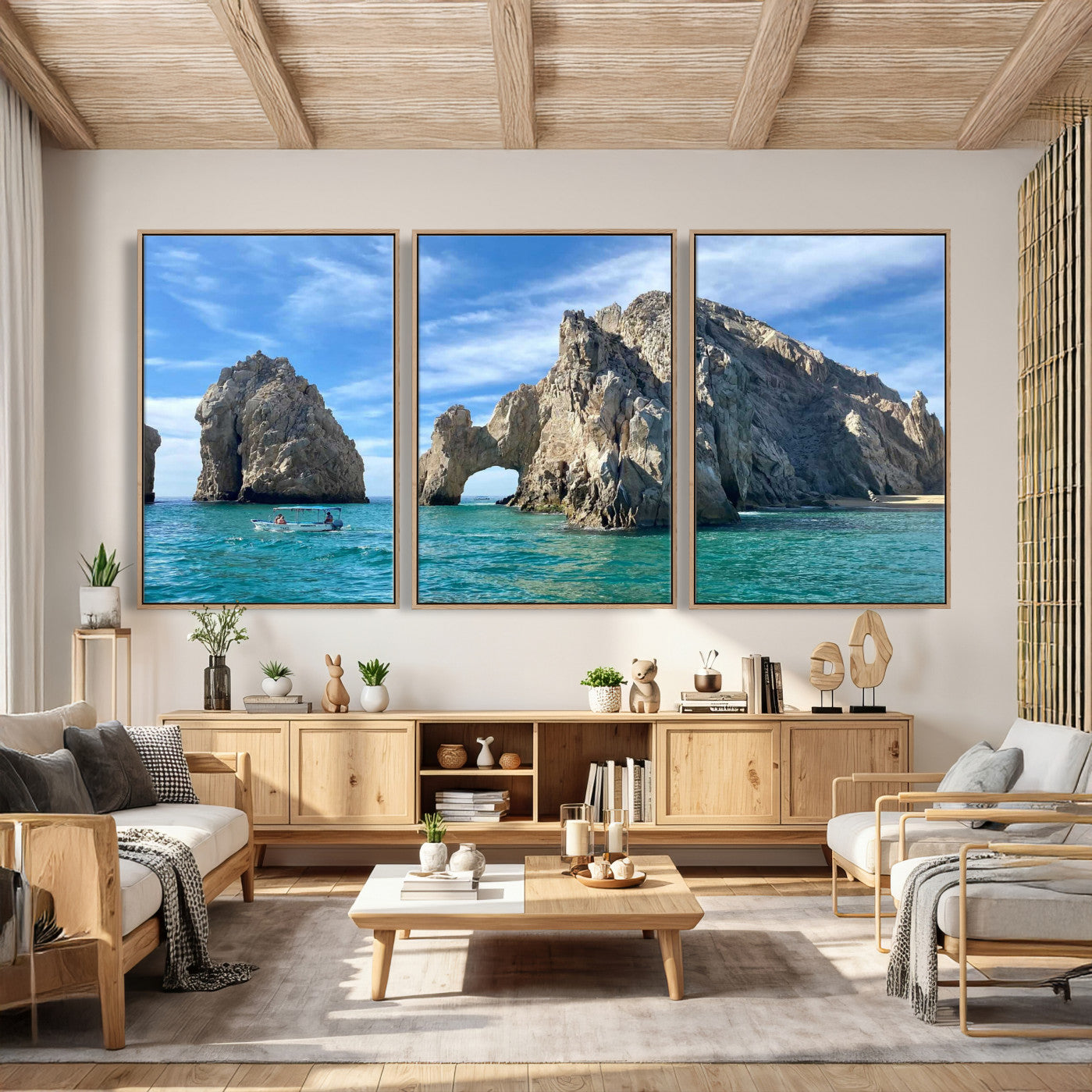 20946478-MGV-CV-36X24 - El Arco Cabo San Lucas Ocean Arch Wall Art Canvas Print, Baja California Rock Arch Seascape Canvas Print, Mexico Coastal Landmark Scenic Art Printing
