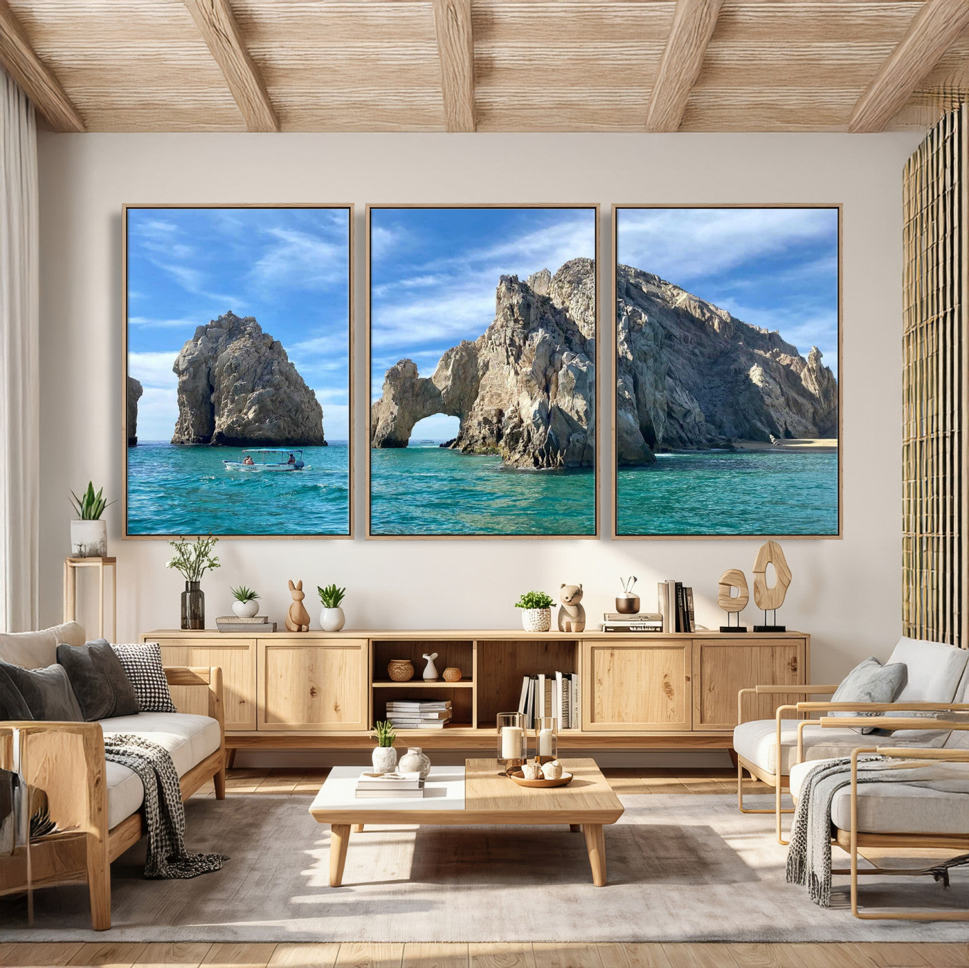 20946478-MGV-CV-36X24 - El Arco Cabo San Lucas Ocean Arch Wall Art Canvas Print, Baja California Rock Arch Seascape Canvas Print, Mexico Coastal Landmark Scenic Art Printing