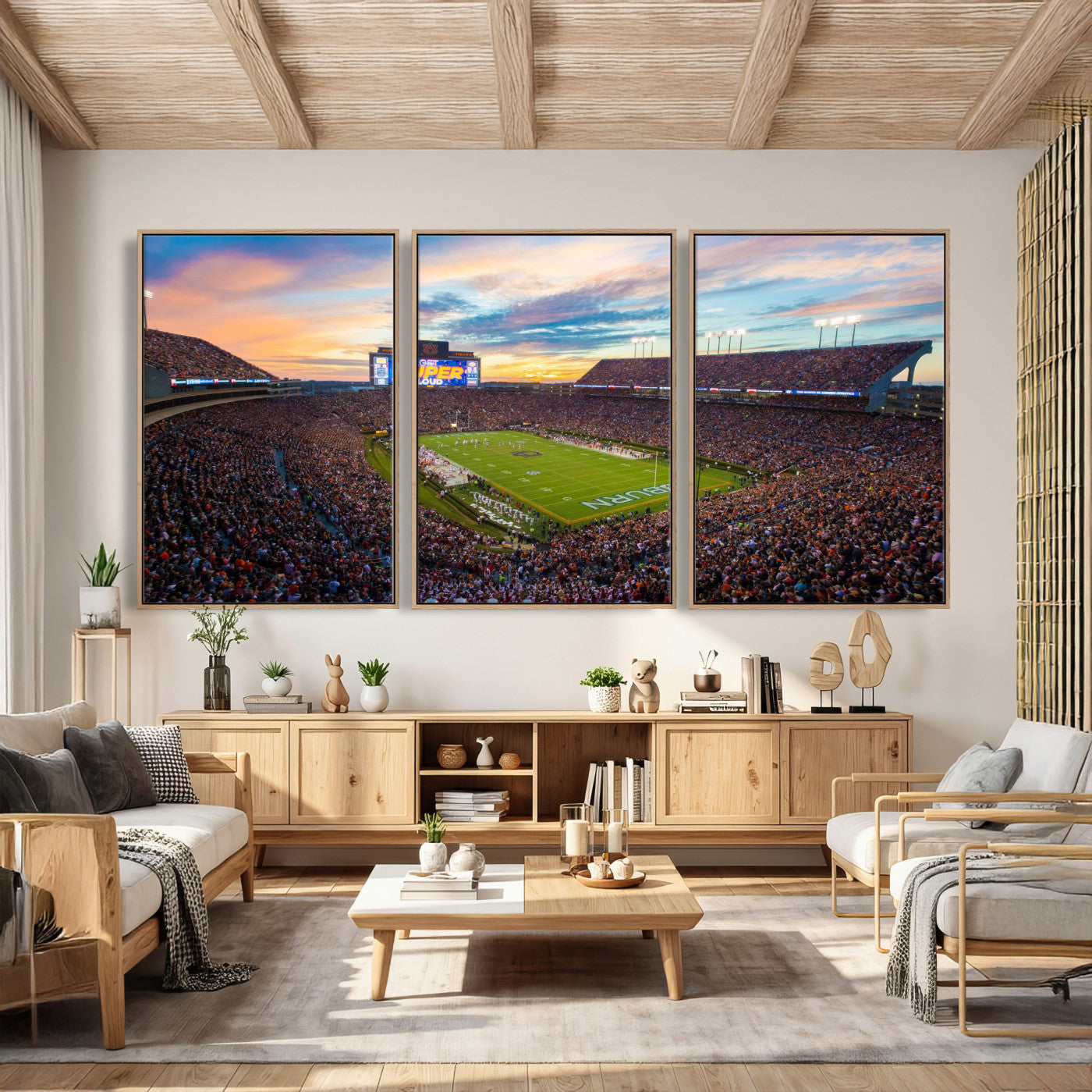 75203764-MGV-CV-36X24 - Auburn Stadium Sunset Wall Art Canvas Print, Jordan Hare Stadium Game Day Crowd, Auburn Tigers Football Artwork