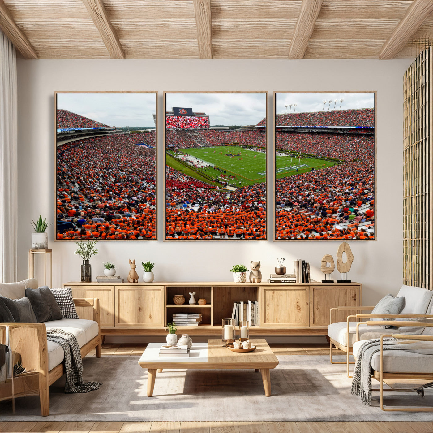 82562490-MGV-CV-36X24 - Auburn Stadium Sunset Wall Art Canvas Print, Jordan Hare Stadium Game Day Crowd, Auburn Tigers Football Artwork