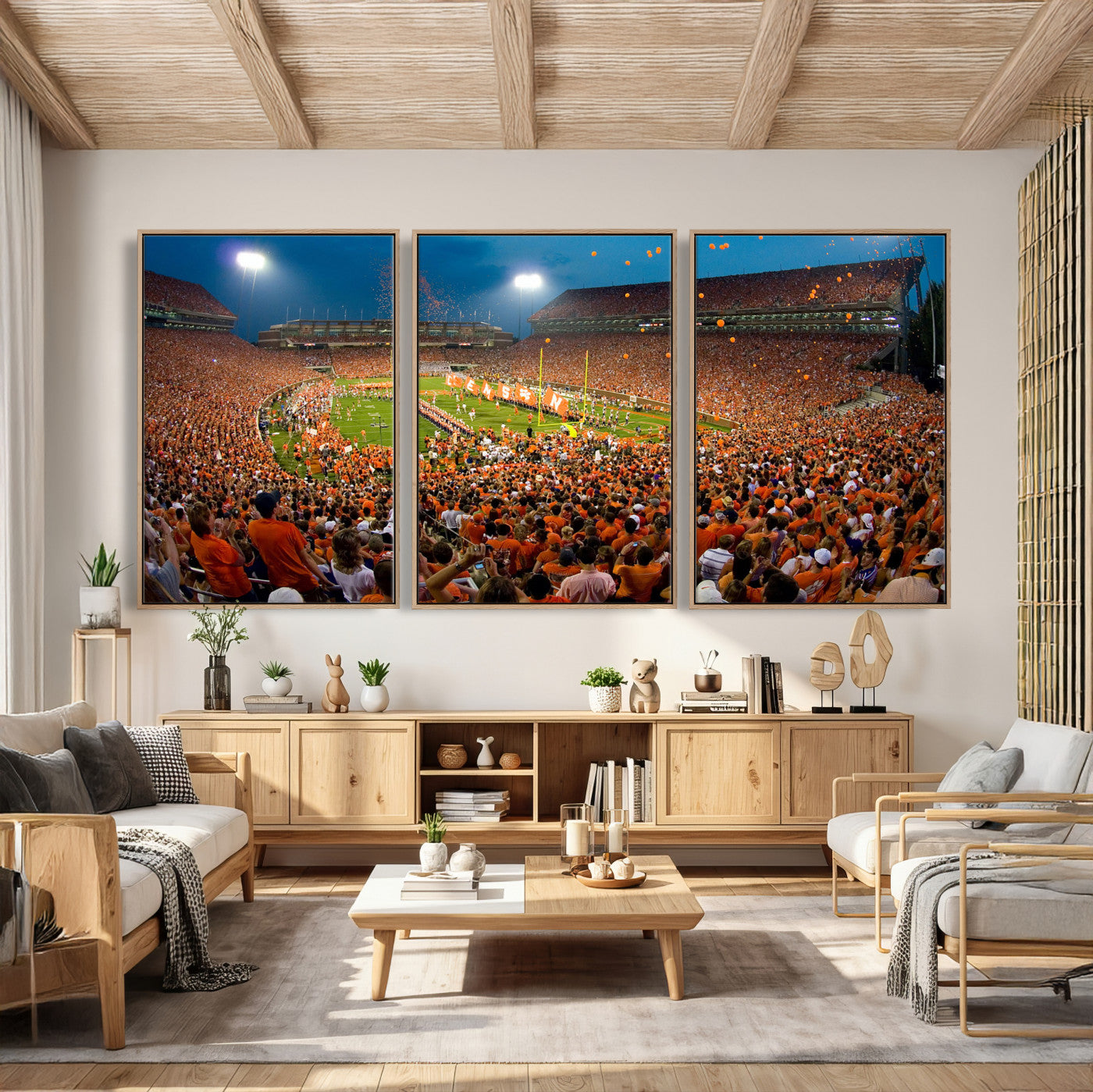 42850097-MGV-CV-36X24 - Clemson Tigers Memorial Stadium Wall Art Canvas Print, Death Valley Football Stadium Artwork, Packed Game Night Crowd Scene