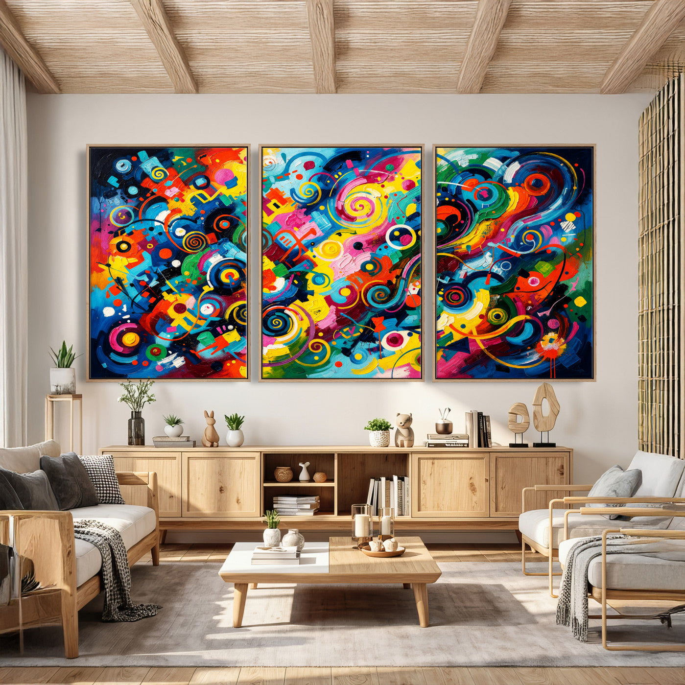 4712069R1-MGV-CV-36X24 - Geometric Abstract Wall Art Canvas Print, Bold Color Abstract Expressionist Painting Print, Modern Geometric Abstract Canvas Art