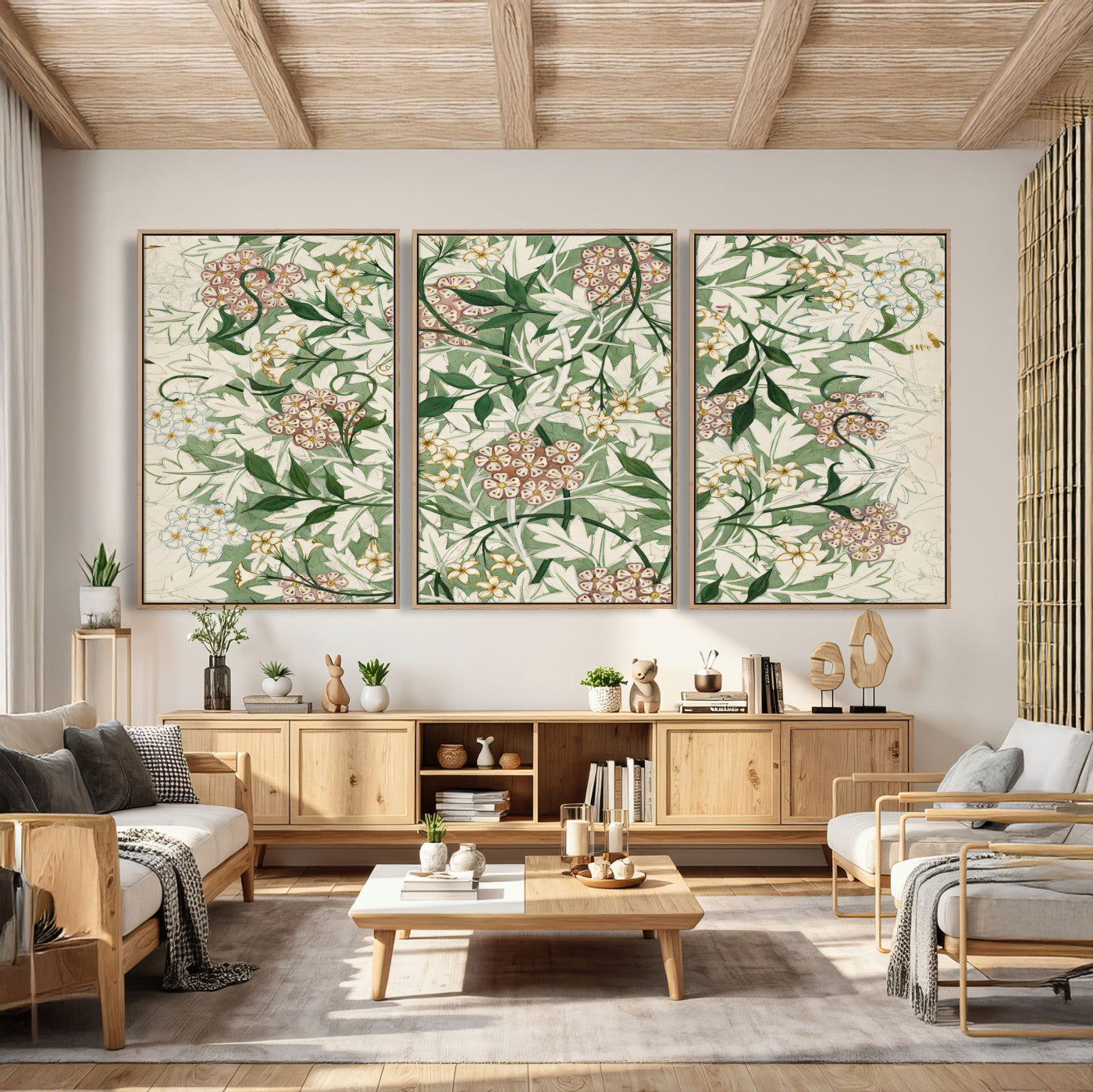 33560597-MGV-CV-36X24 - William Morris Jasmine 1872 Canvas Wall Art — Arts and Crafts Botanical Print | Vintage Green Floral Decor | Cottagecore Gift | Classic Art