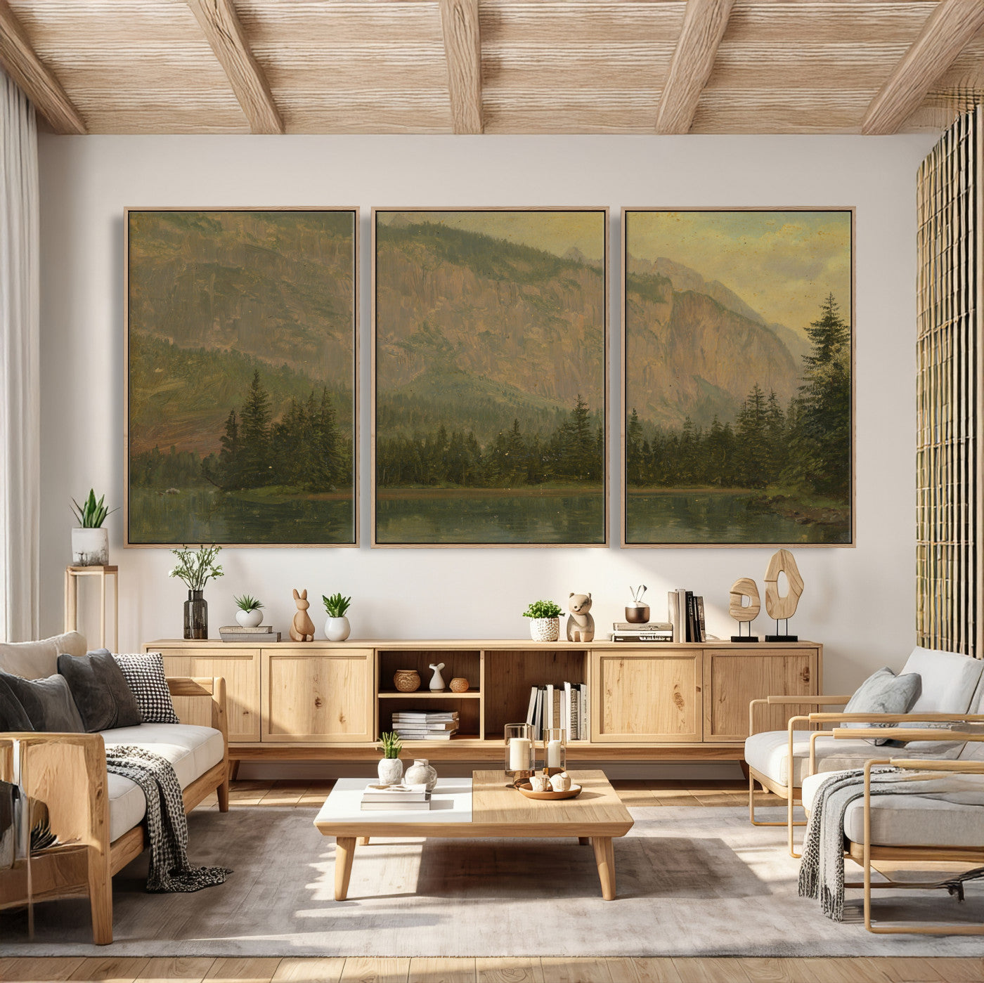 76844524-MGV-CV-36X24 - Frederic Edwin Church Hintersee Canvas Print, Hudson River School Mountain Lake Painting 1868, American Romantic Landscape, Vintage Nature Wall Art